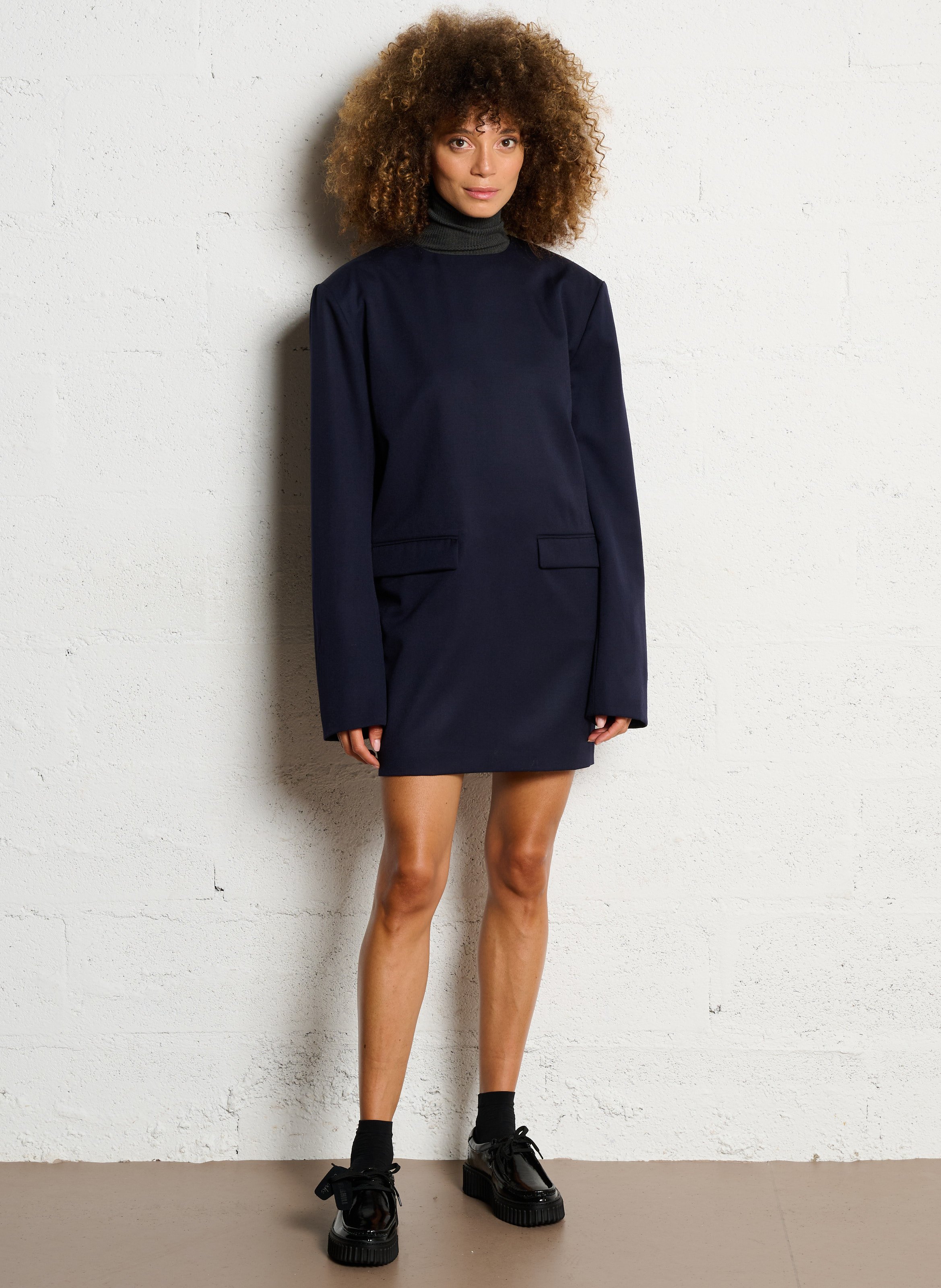 Robe courte manches longues unie goya SOEUR Bleu