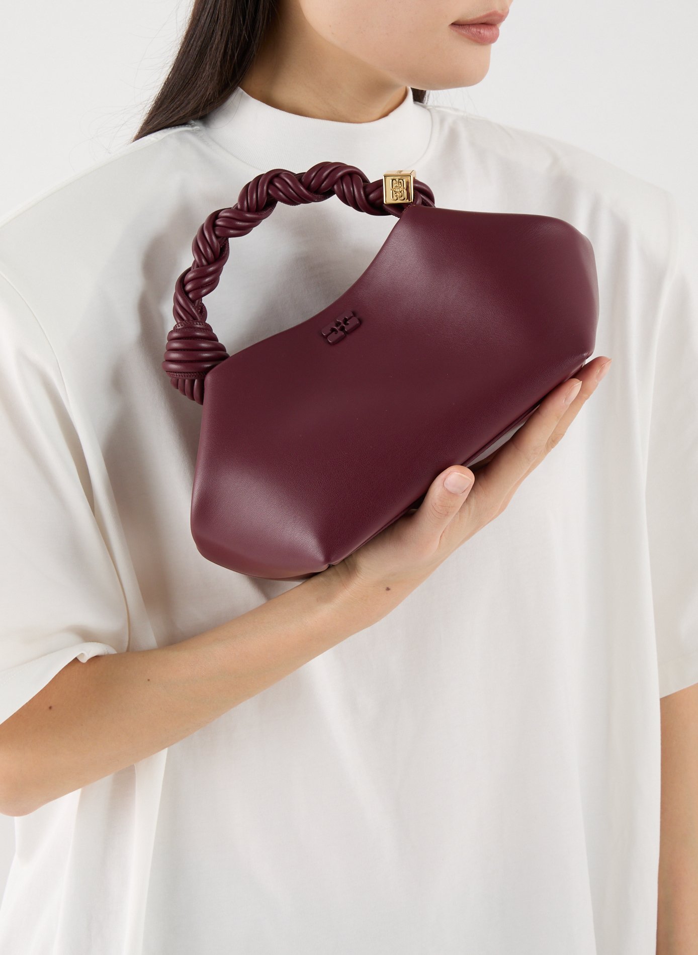 Sac à main en cuir mélangé GANNI Rouge