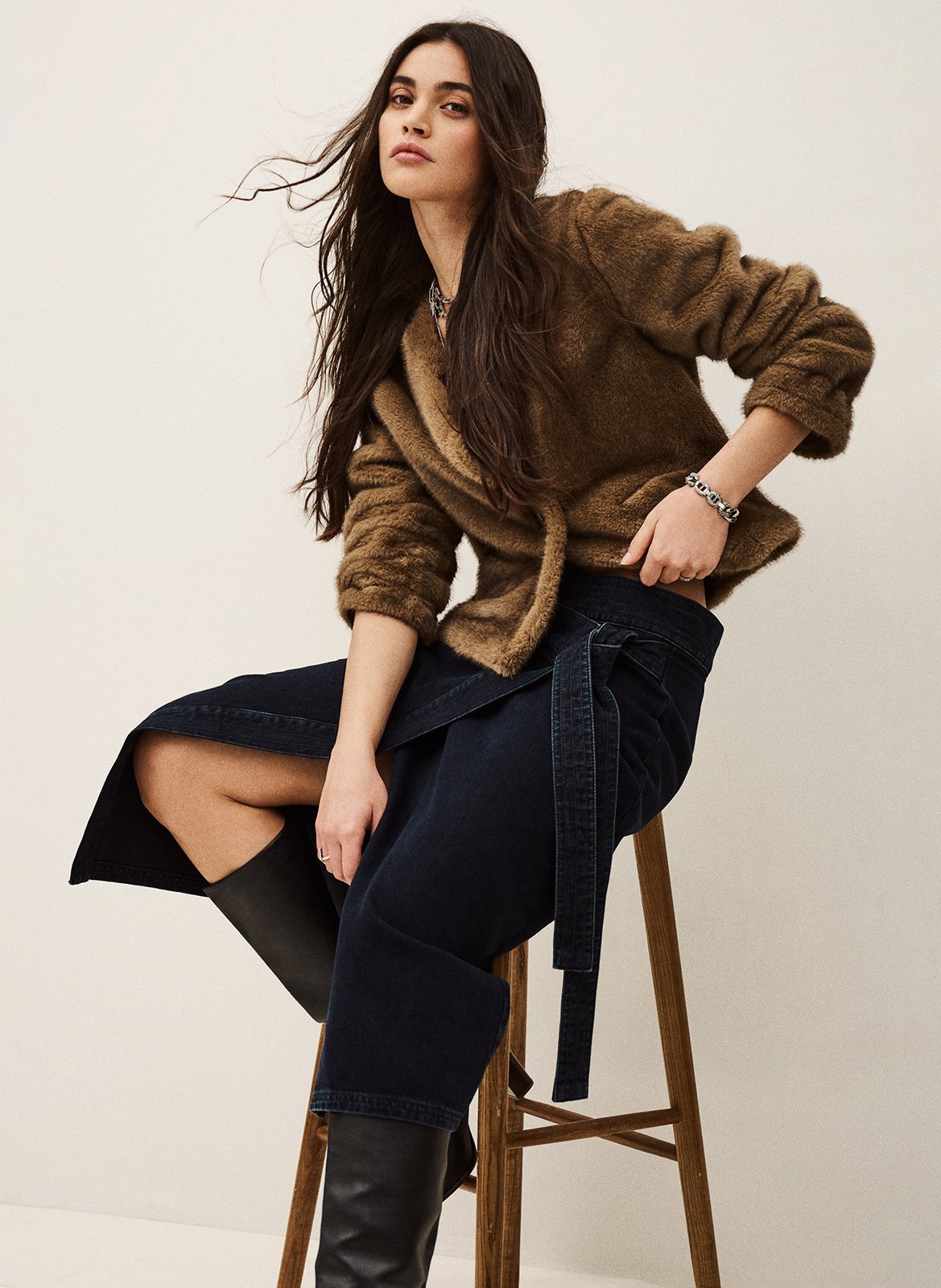 Jupe longue en coton timy BA&SH Bleu