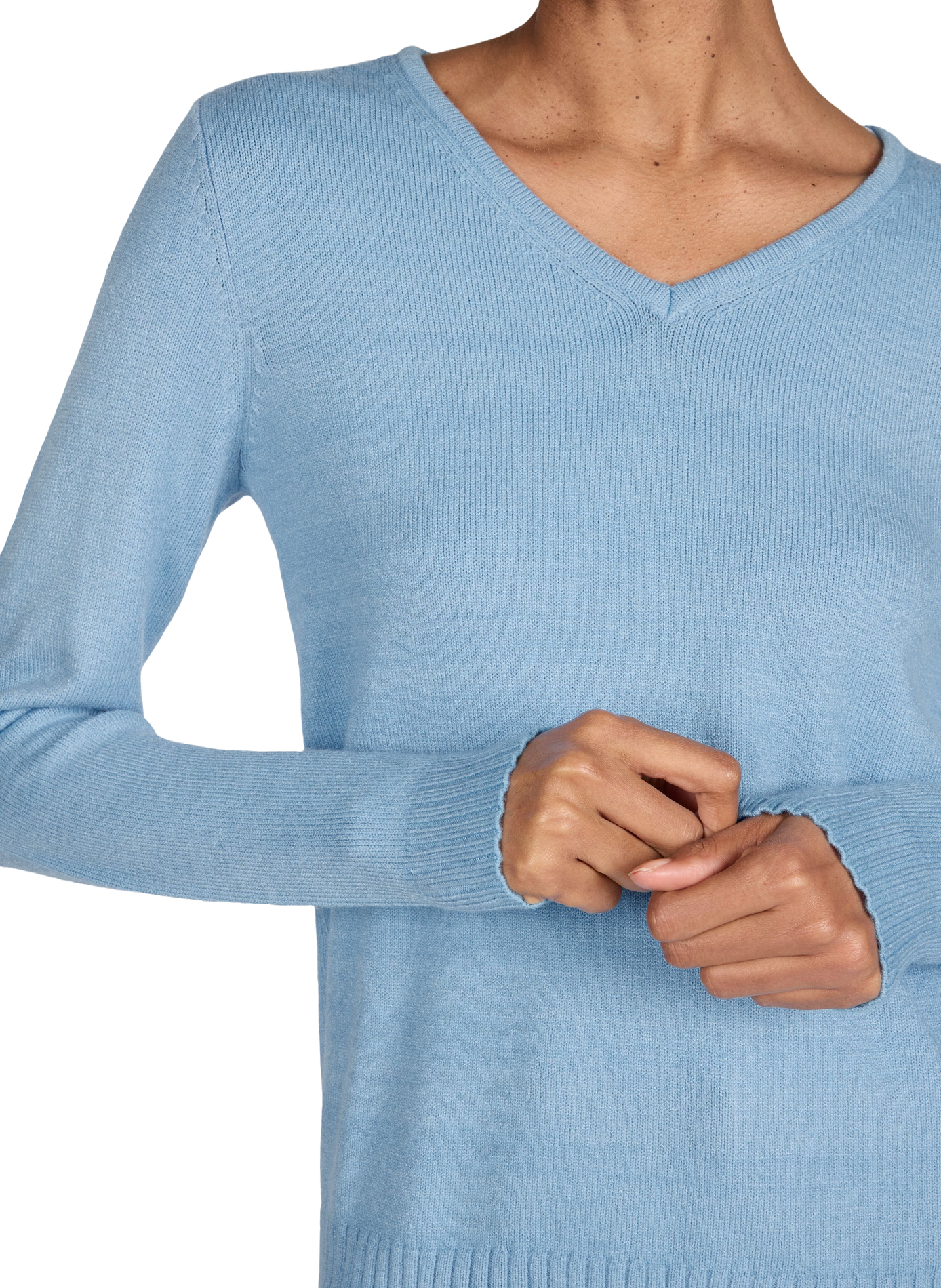 Ribbed V-neck sweater VILA Blue