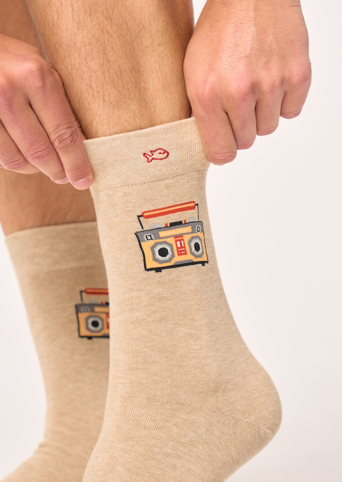 Chaussettes en coton peigné à motifs BILLYBELT Beige