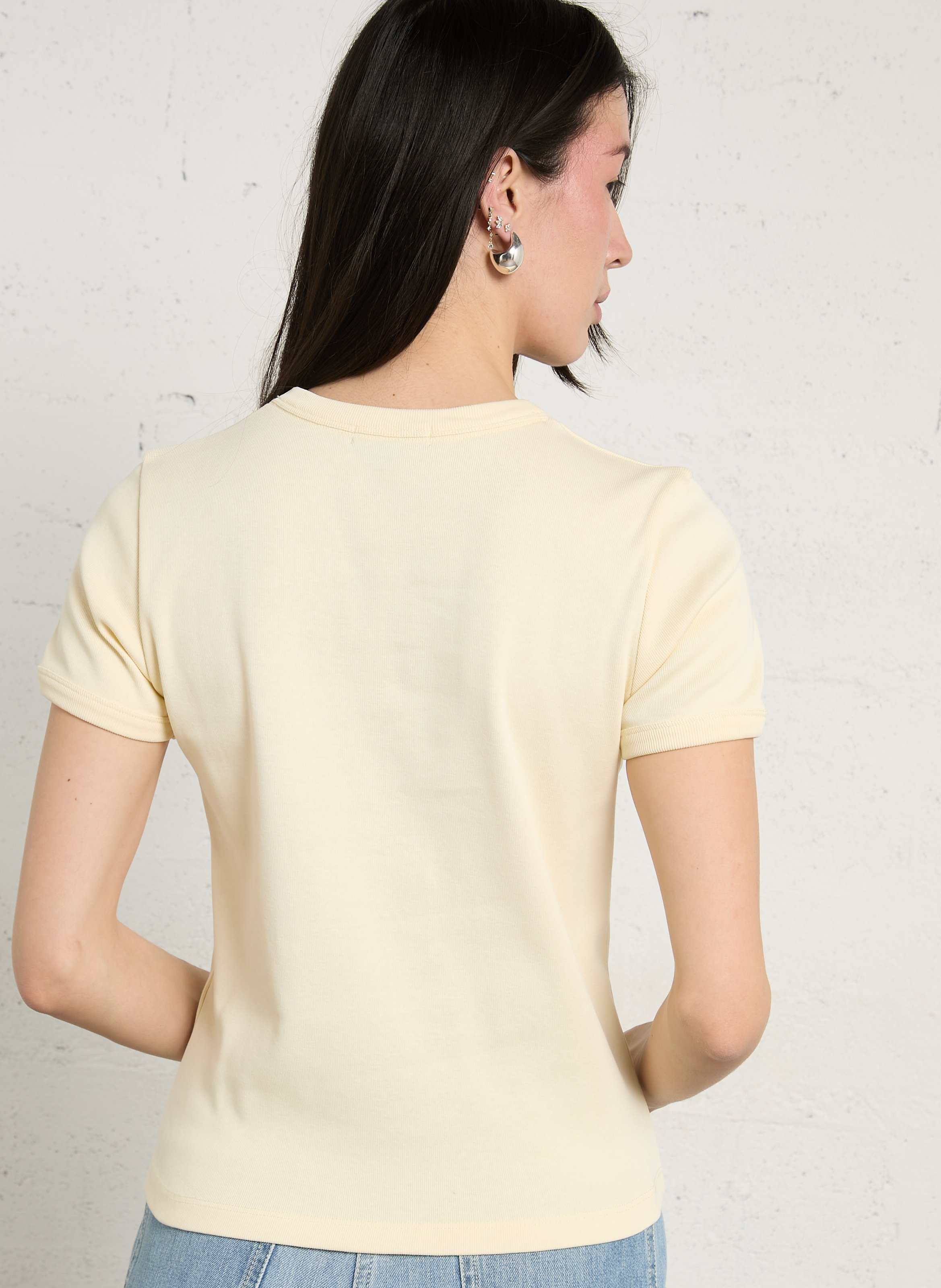 Tee-shirt droit col rond en coton bio aristide SOEUR Jaune