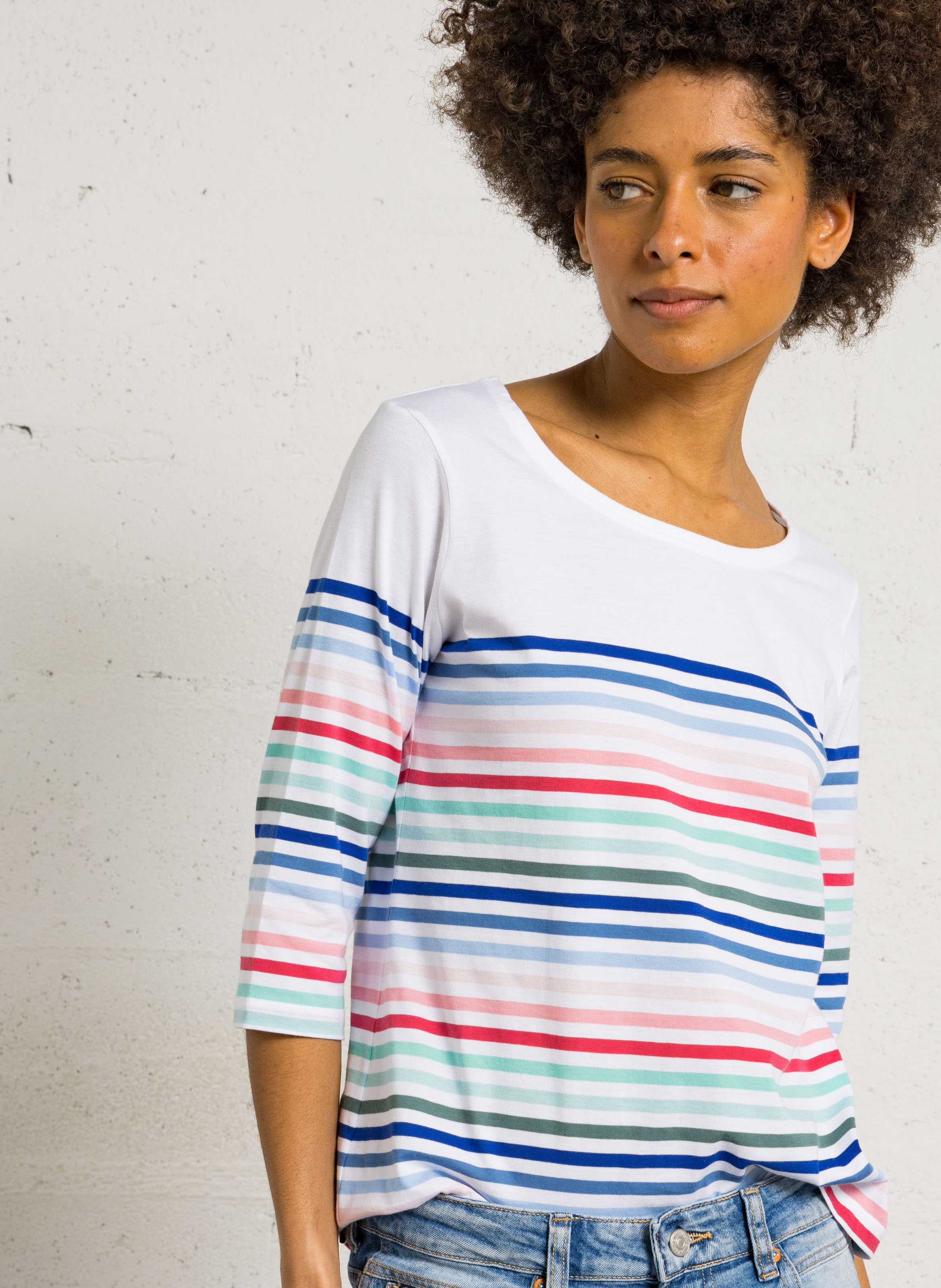 Tee-shirt droit col rond en coton ARMOR-LUX Blanc