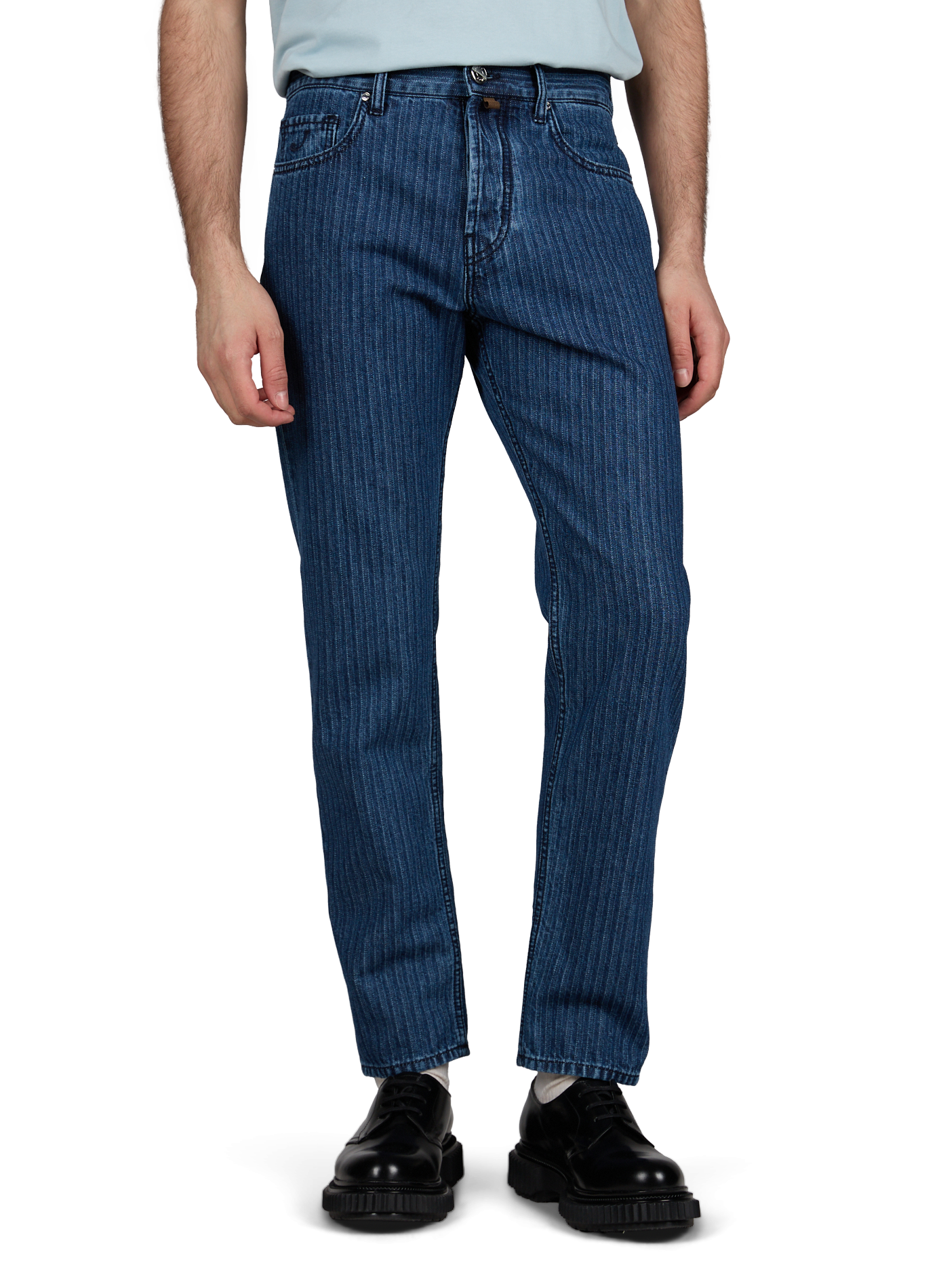 Jean slim à rayures en coton JACOB COHEN Bleu