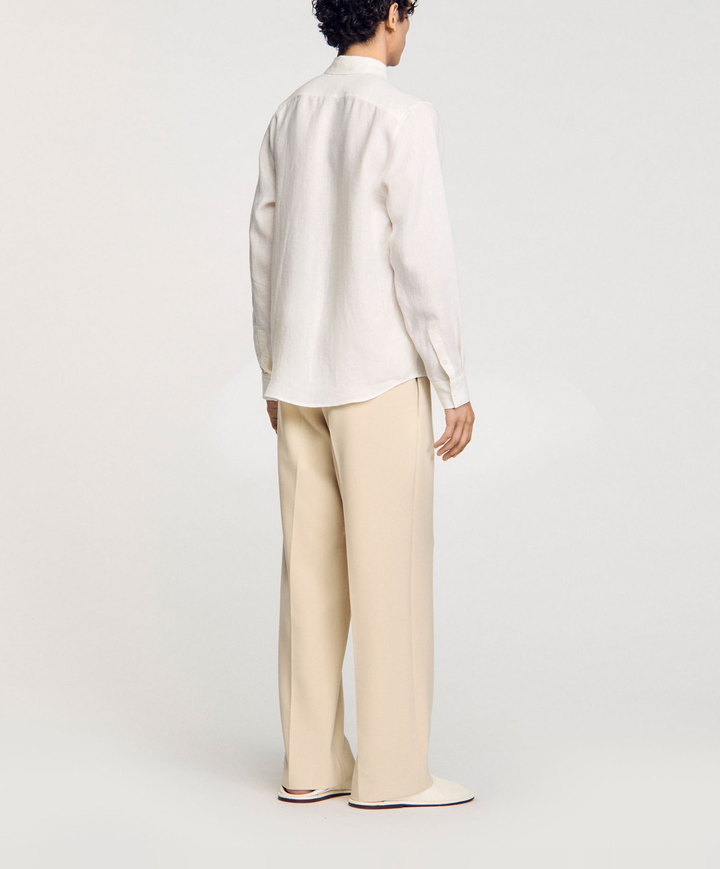 Chemise droite en lin SANDRO Beige