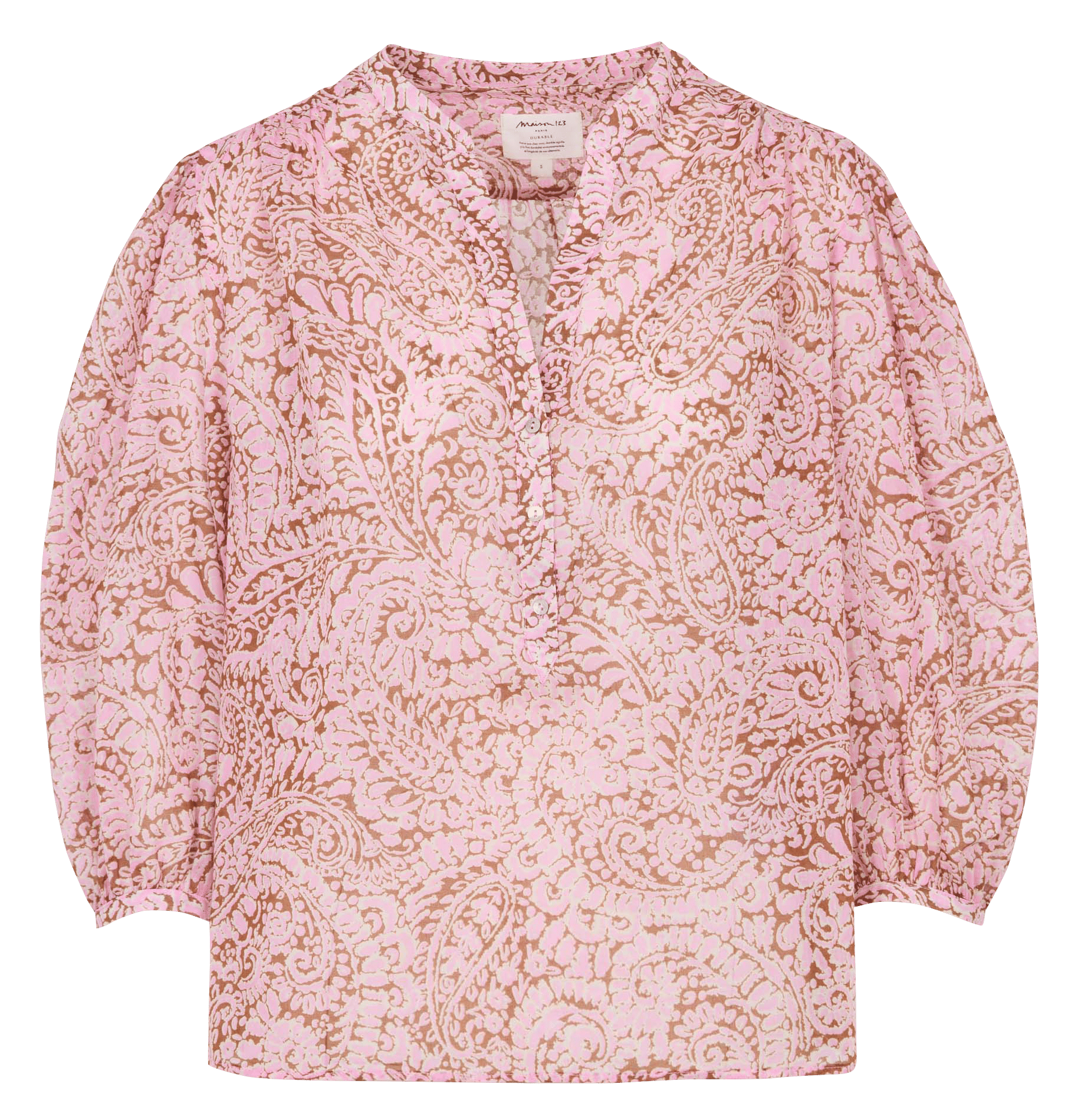 Blouse col tunisien en coton devona MAISON 123 Rose