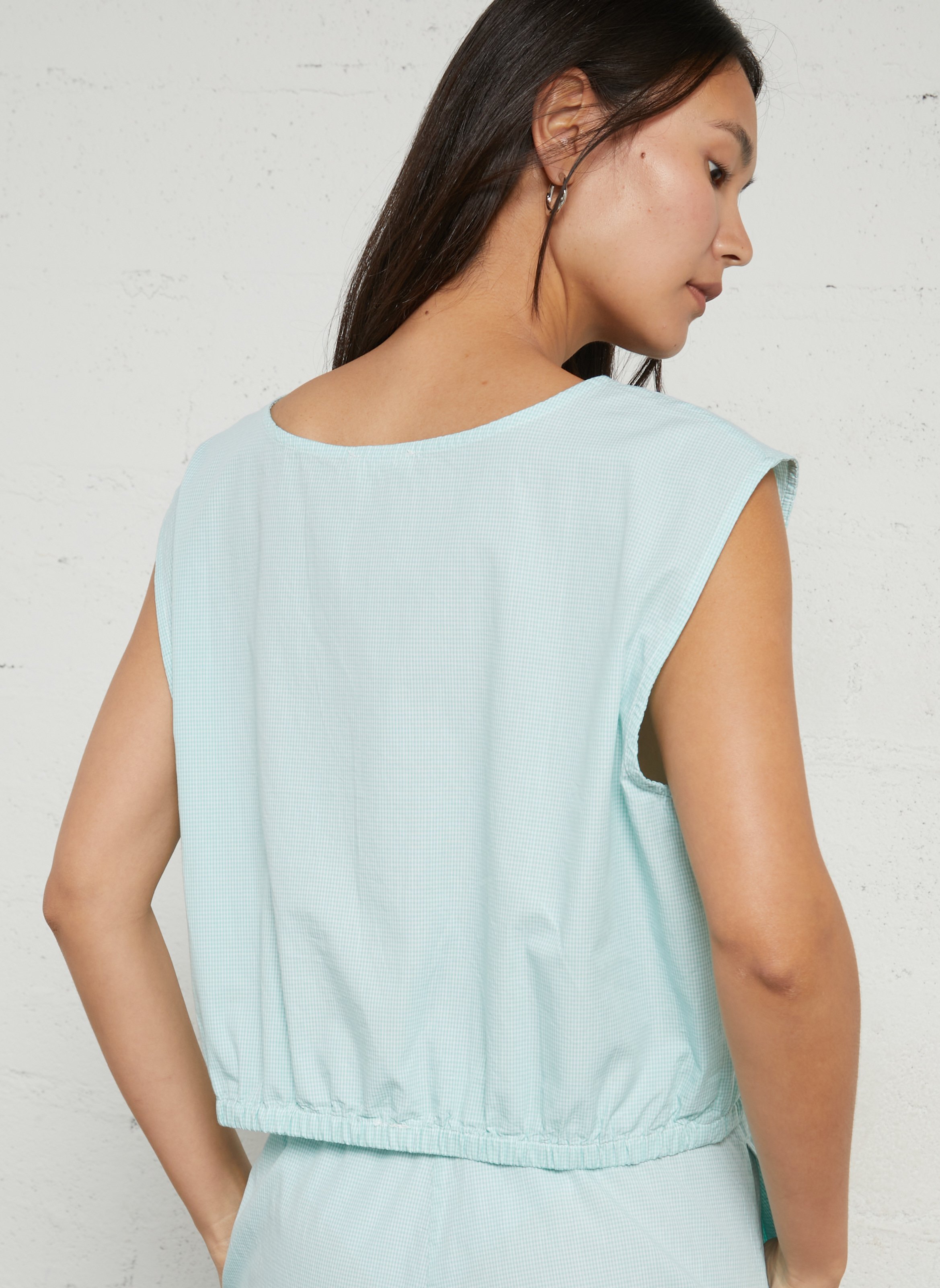 Top sans manches uni en coton vigy AMERICAN VINTAGE Bleu