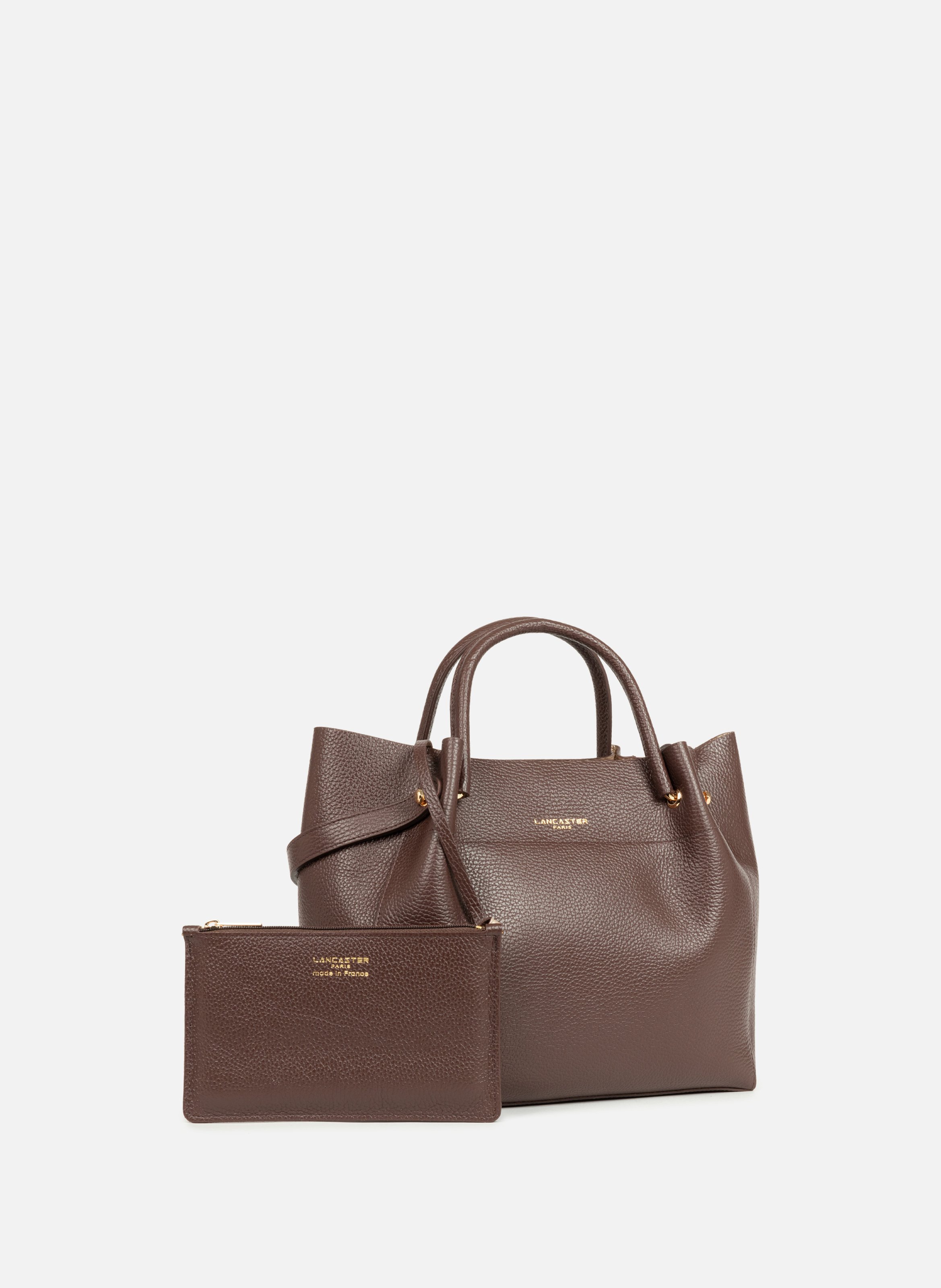 Grand sac cabas épaule - foulonné double louisa LANCASTER Marron