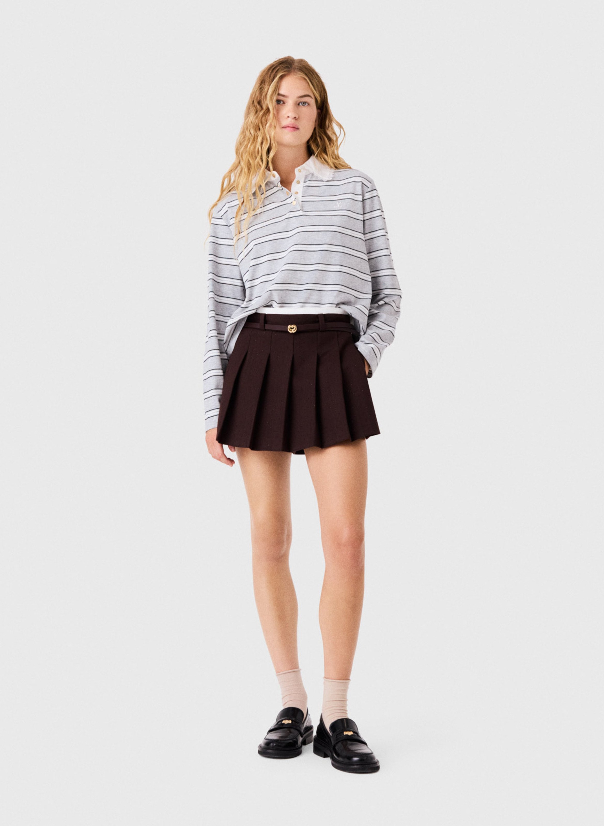 Polo oversize en coton mélangé MAJE Gris