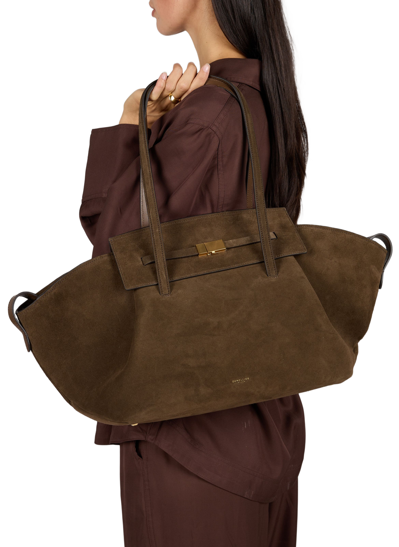 Brooklyn leather tote bag DEMELLIER LONDON Brown