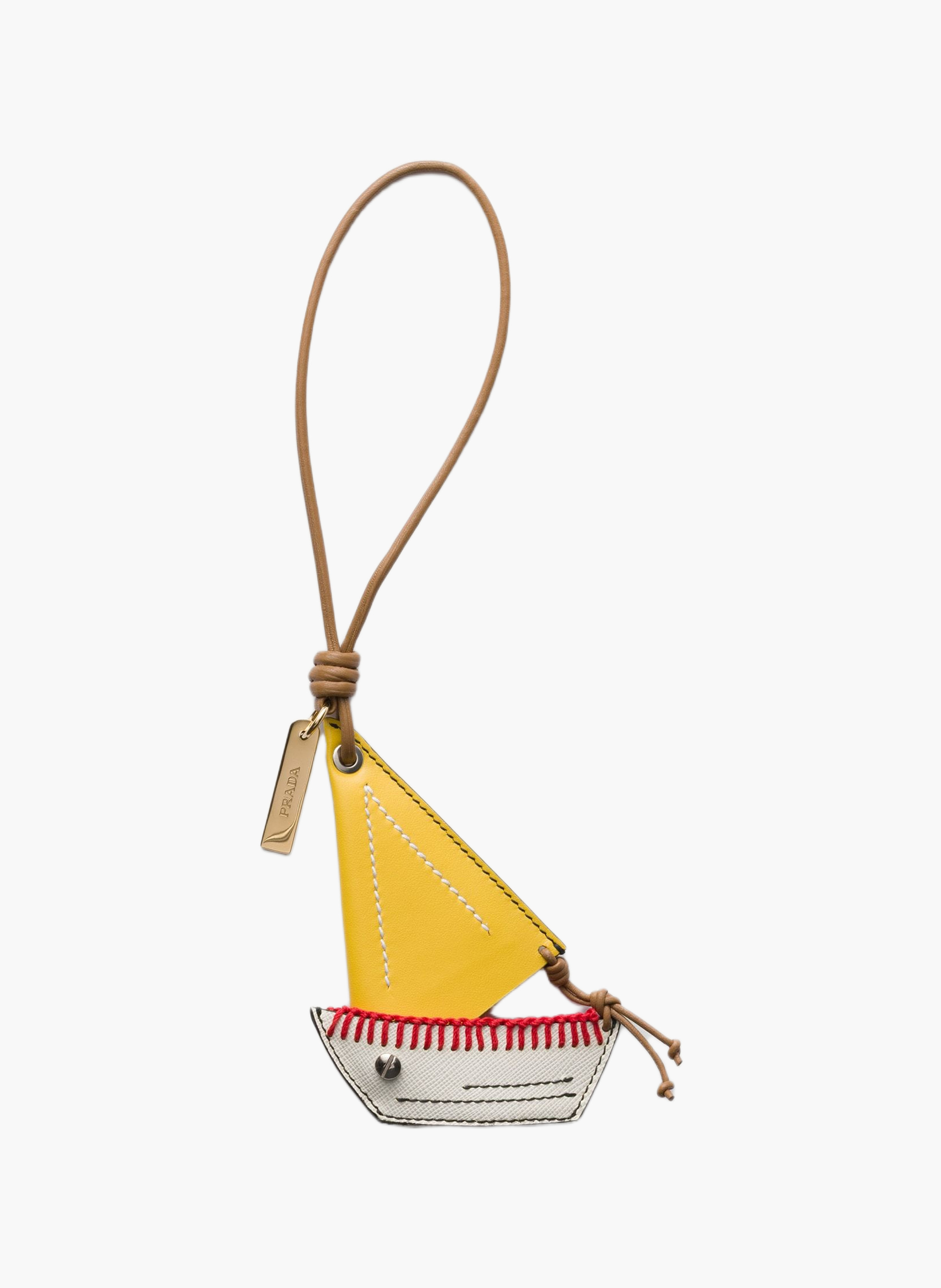 Pendentif porte-clés en cuir PRADA Blanc