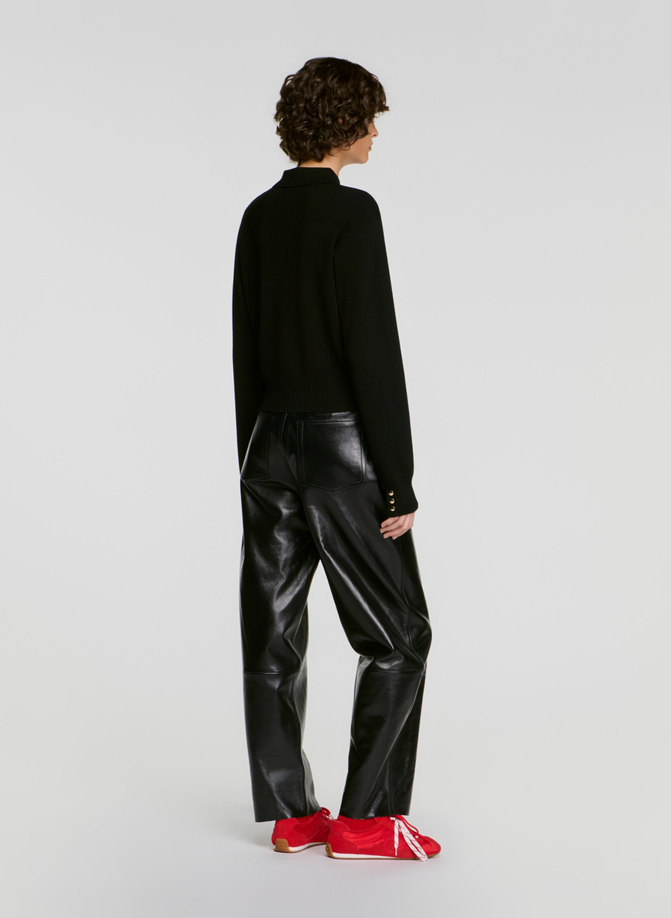 Gilet droit boutonné en laine mélangée SANDRO Noir