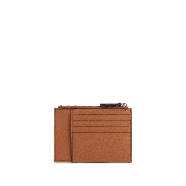 Lancel Ninon Large Leather Zip-up Card Holder In Brown