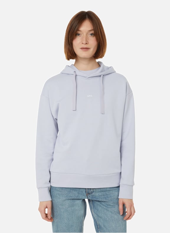 Straight cotton fleece logo hoodie Purple by A.P.C. A.P.C. Straight cotton fleece logo hoodie Purple