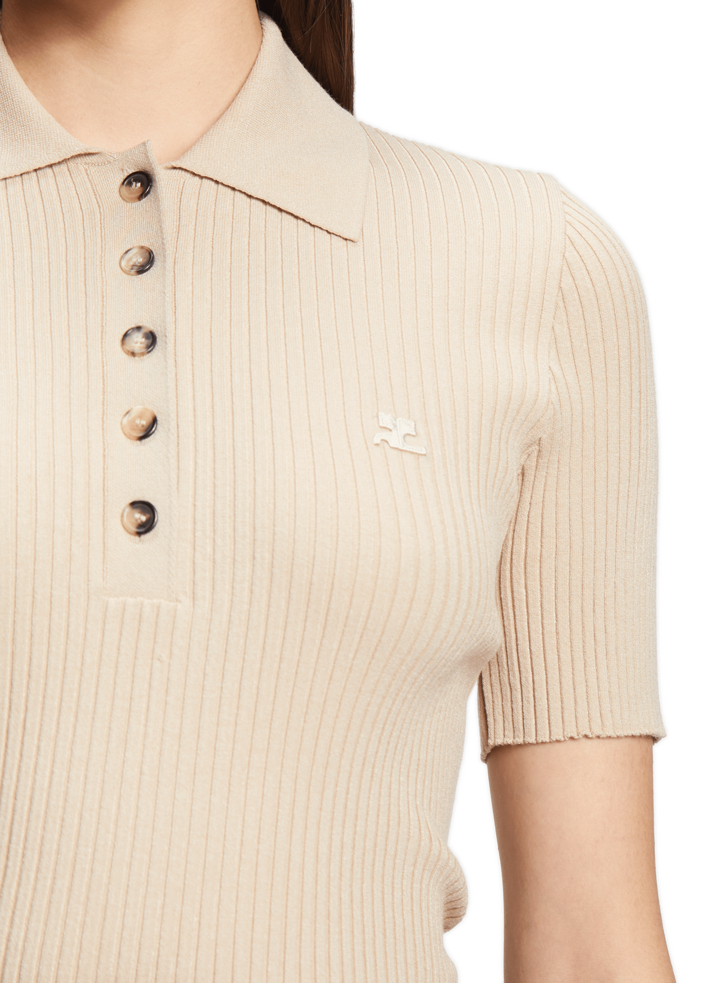 Ribbed polo shirt COURRÈGES Beige