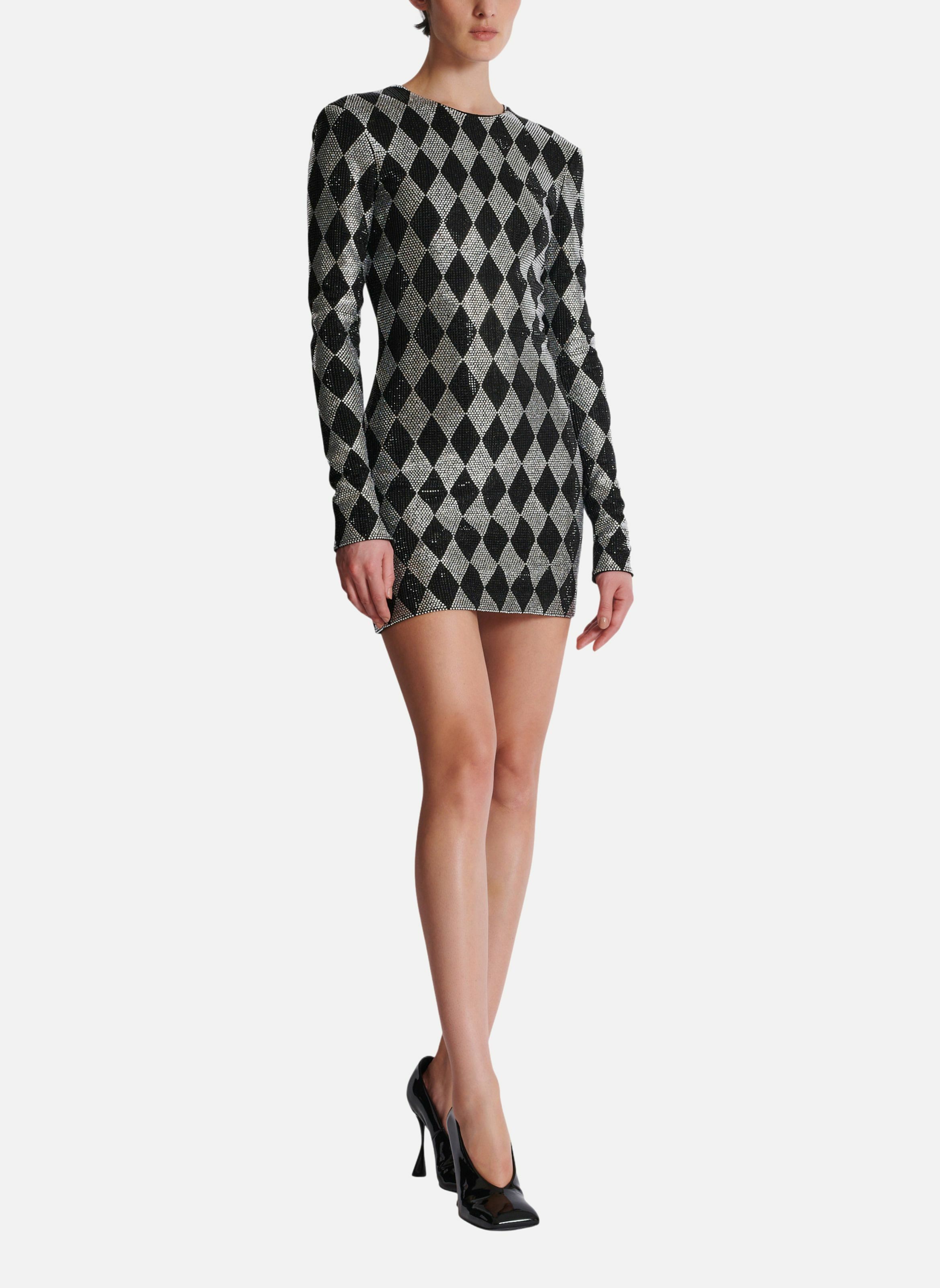 Robe courte en strass diamond BALMAIN Noir