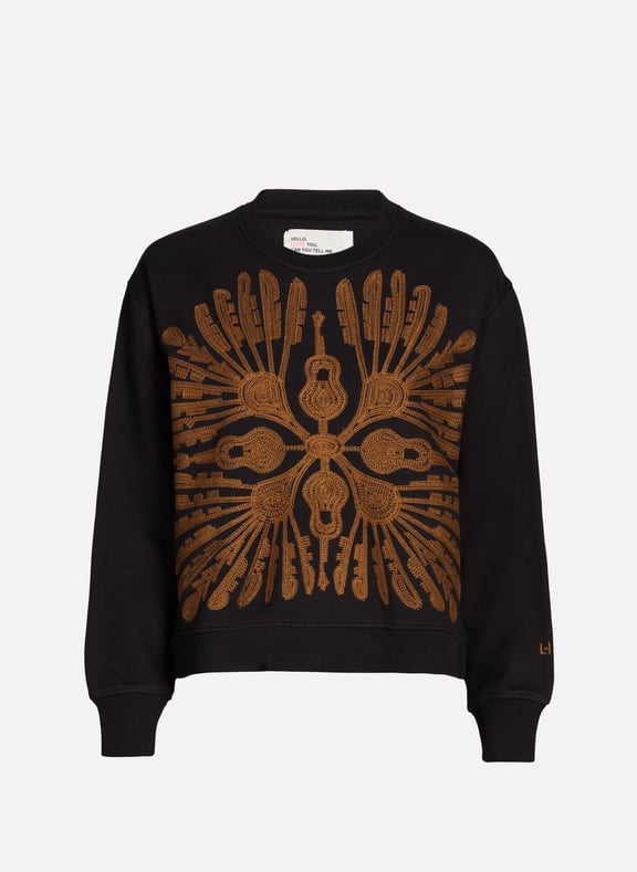 Short embroidered sweatshirt in mixed cotton LEON & HARPER Short embroidered sweatshirt in mixed cotton LEON & HARPER