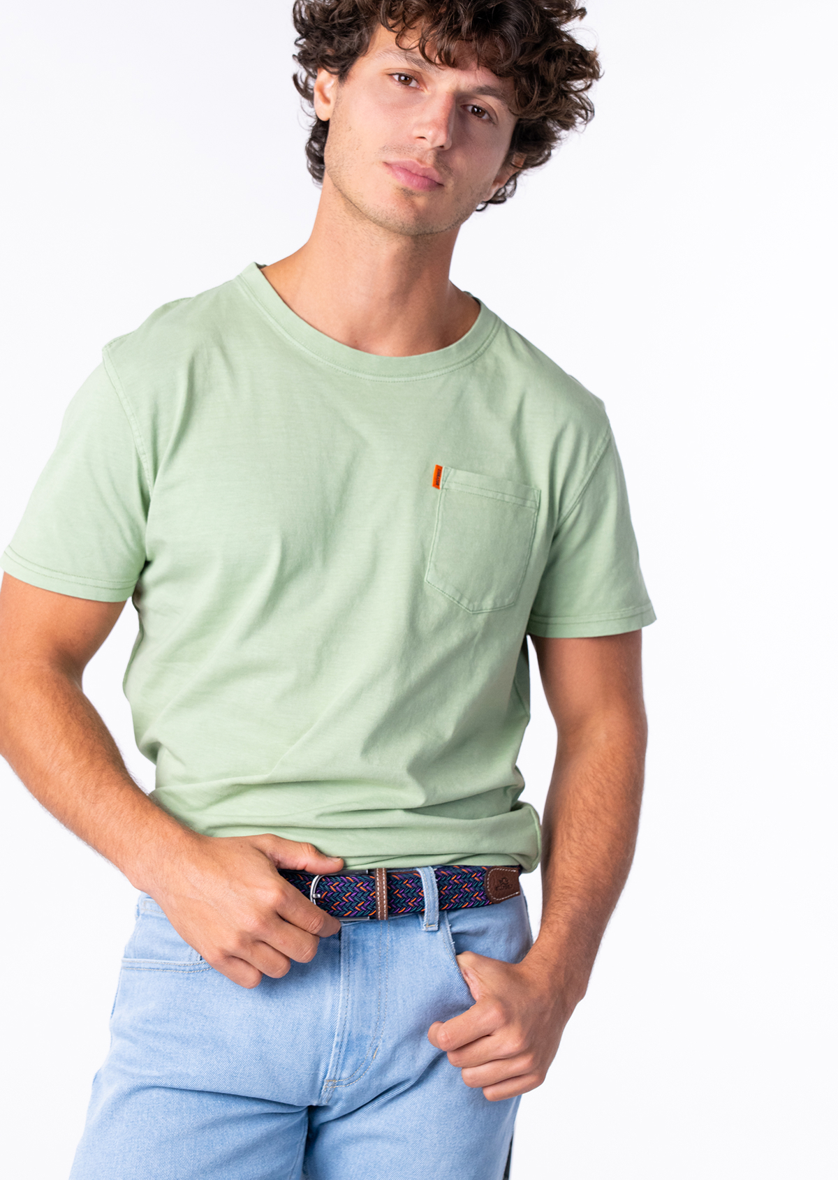 Ceinture tressée élastique multicolore BILLYBELT Vert