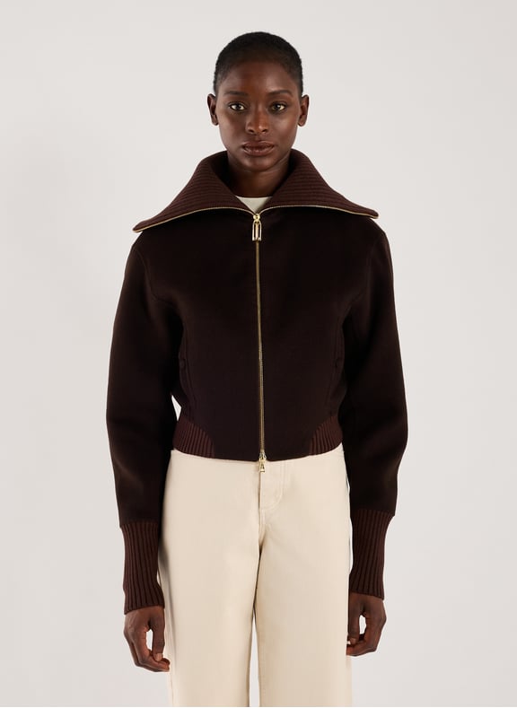 Short wool and cashmere jacket Brown by VICTORIA BECKHAM VICTORIA BECKHAM Short wool and cashmere jacket Brown