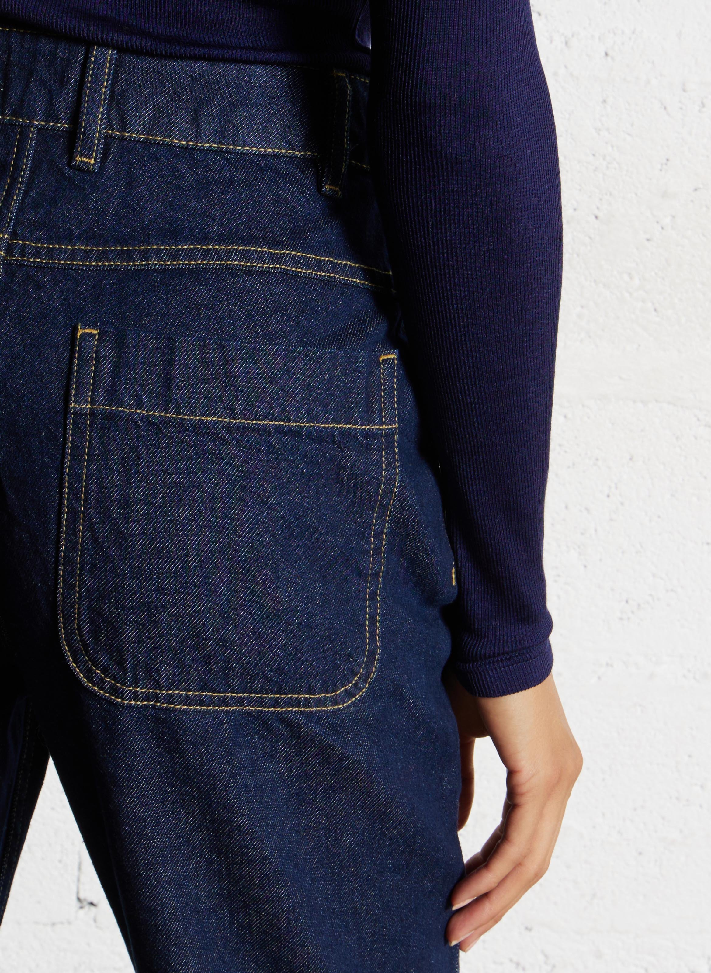 Jean évasé taille haute en coton heritage ARMOR-LUX Bleu