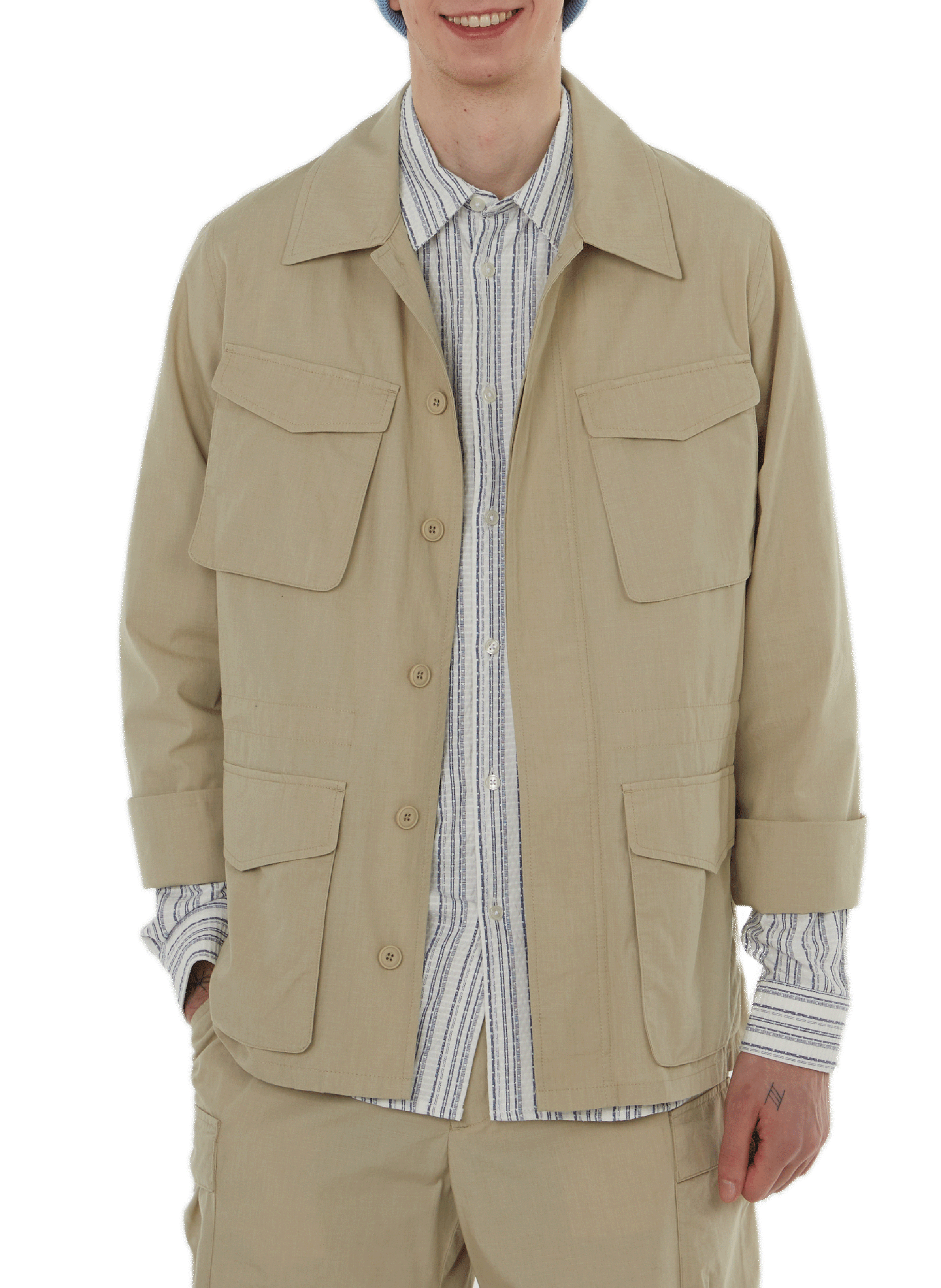 SAMSOE SAMSOE Plain cotton-blend shirt Beige