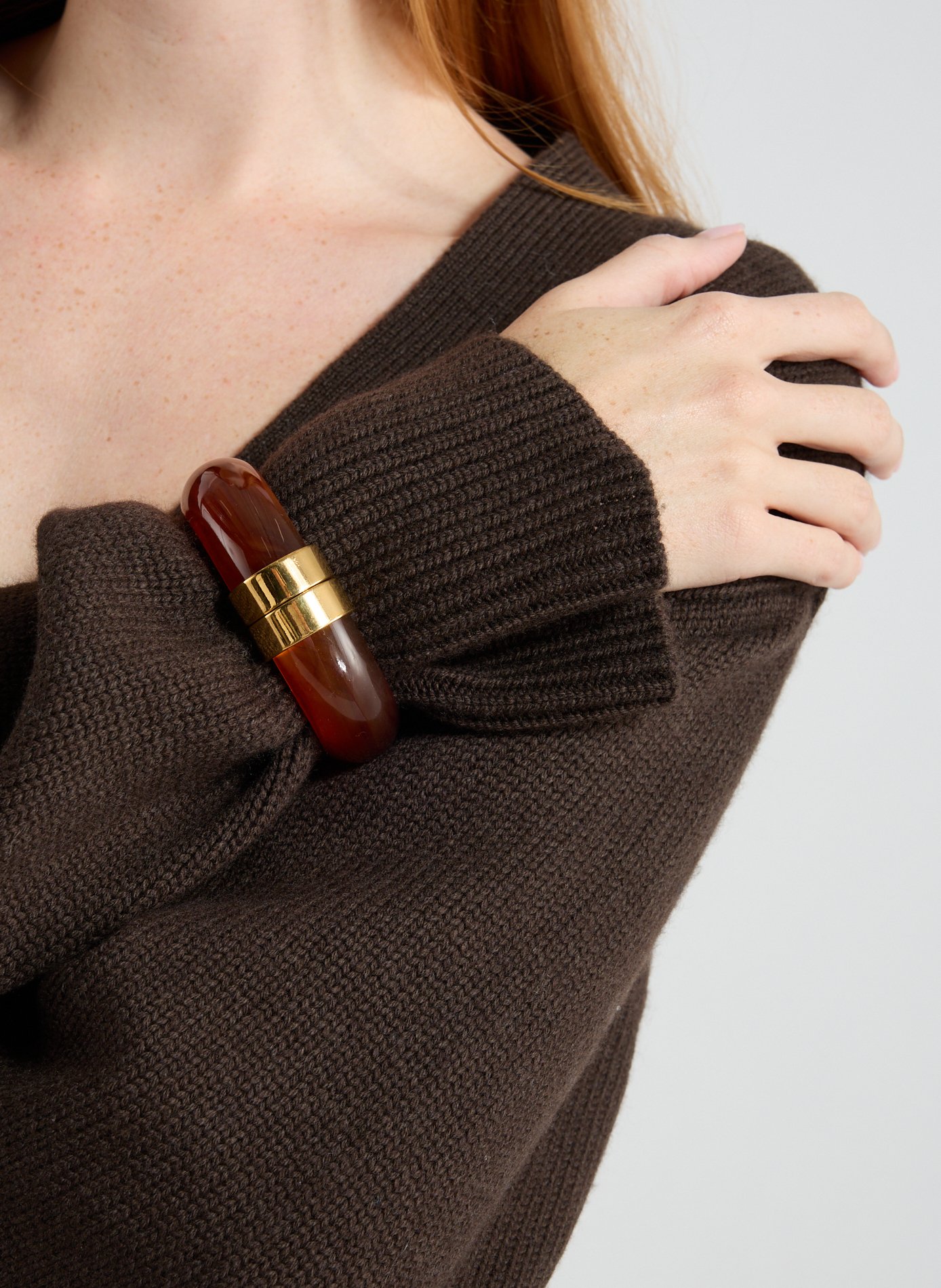 Resin openable bangle AU PRINTEMPS PARIS Brown
