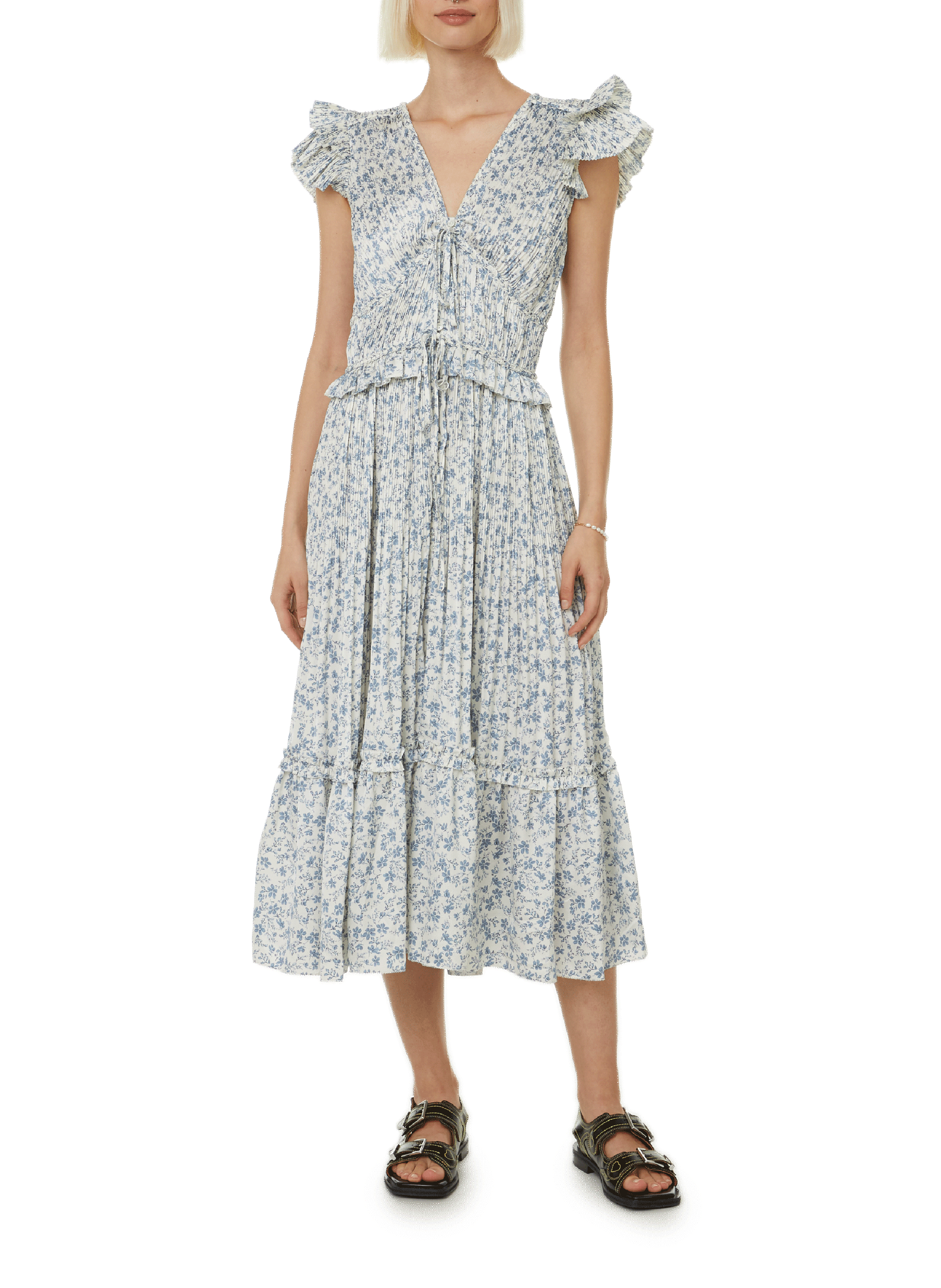 POLO RALPH LAUREN Pleated printed recycled polyester-blend dress Multicolour