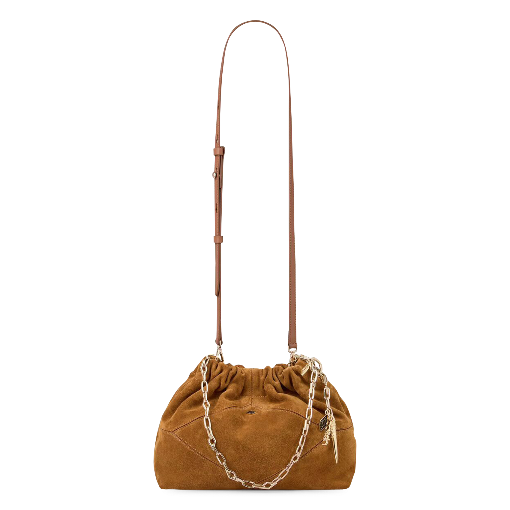 Sac porté épaule en cuir mini june tote BA&SH Marron