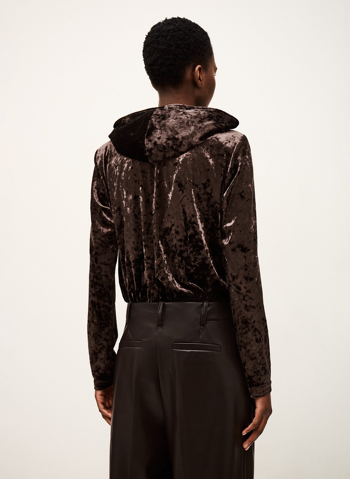 Body à capuche en velours imprimé laia BA&SH Noir