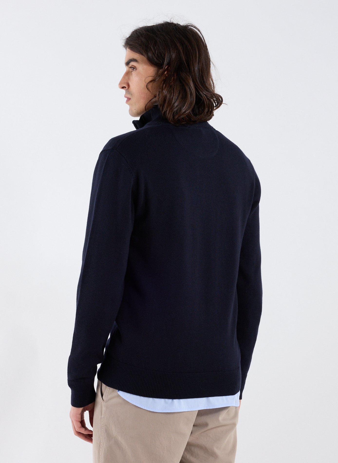 Wool and cotton zip-up sweater EDEN PARK Blue