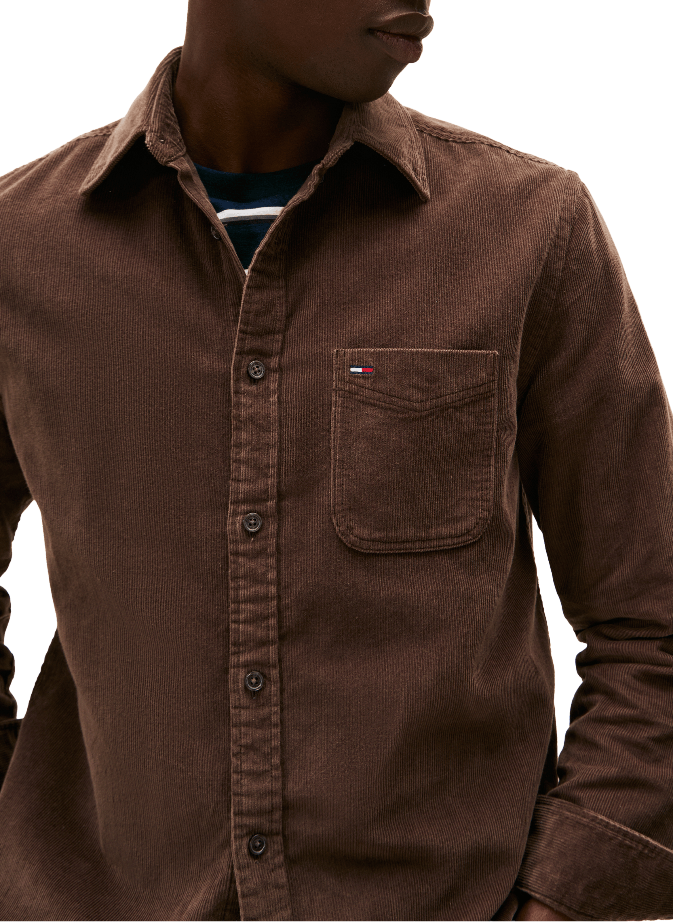 Long-sleeved velvet shirt TOMMY HILFIGER Brown