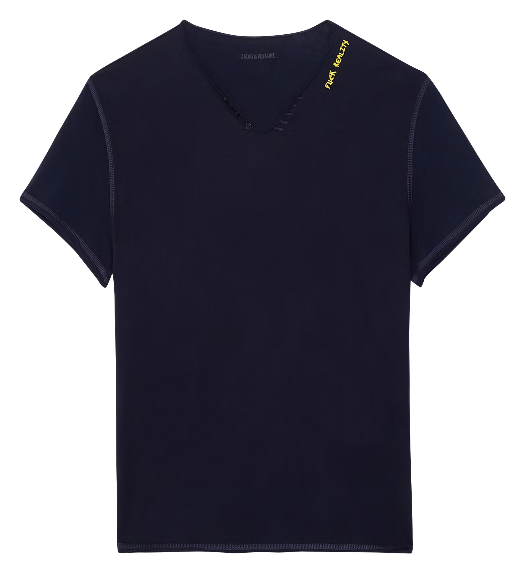 Tee-shirt droit col tunisien en coton monastir ZADIG&VOLTAIRE Bleu