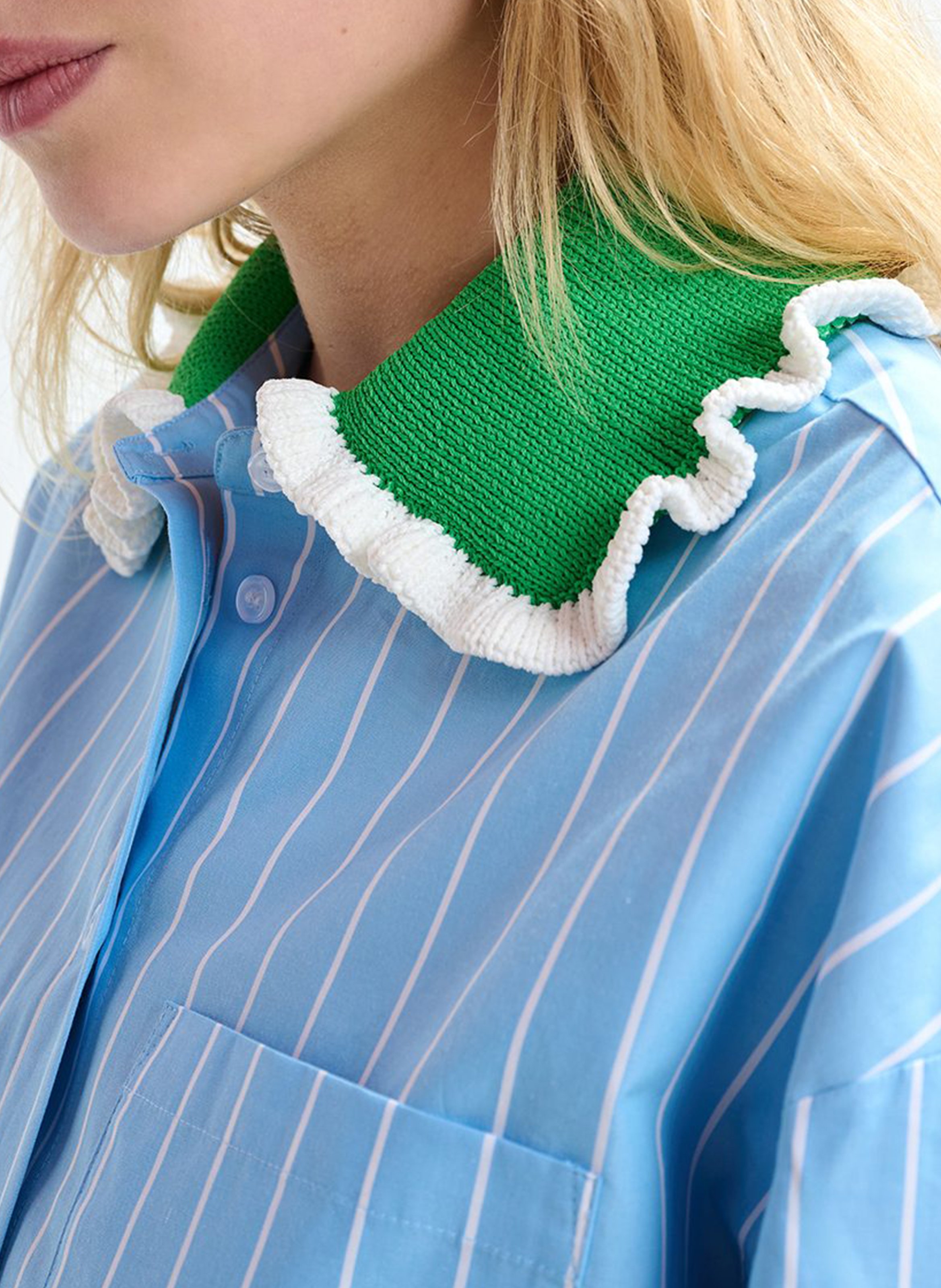 Chemise oversize col classique en coton rayé joyful ESSENTIEL ANTWERP Bleu