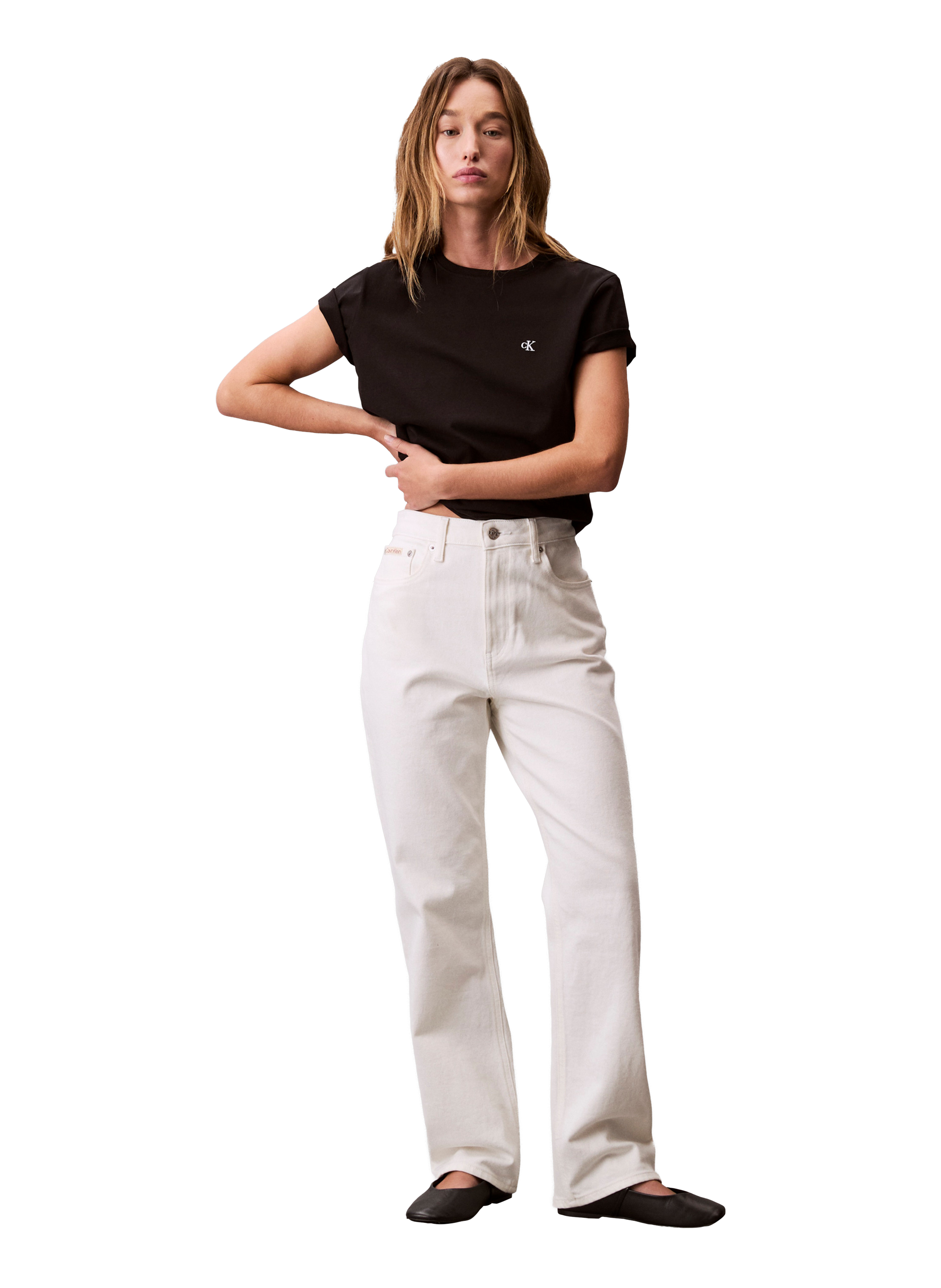 T-shirt à col rond en coton CALVIN KLEIN Noir