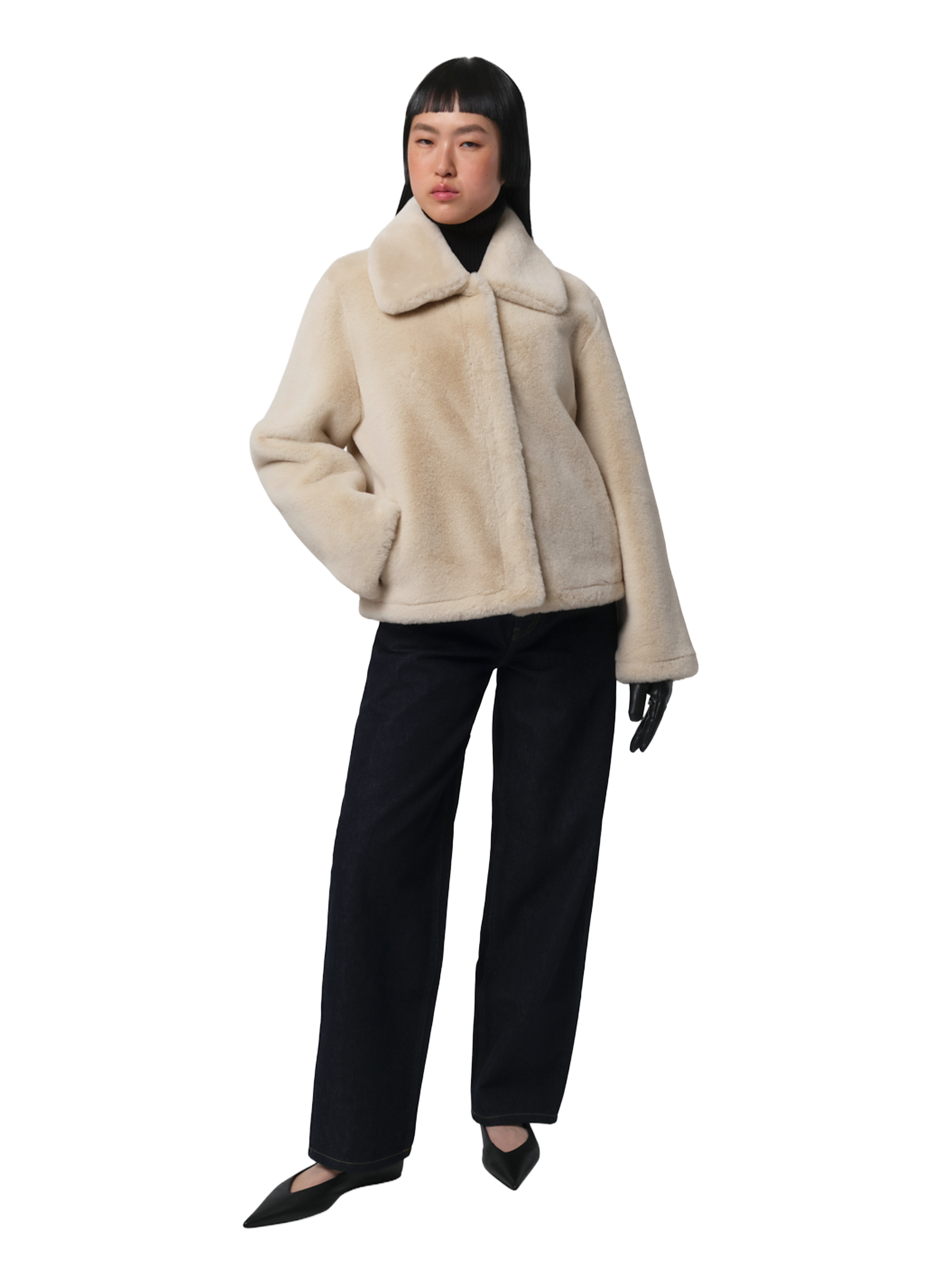 Coat with classic fur collar APPARIS White