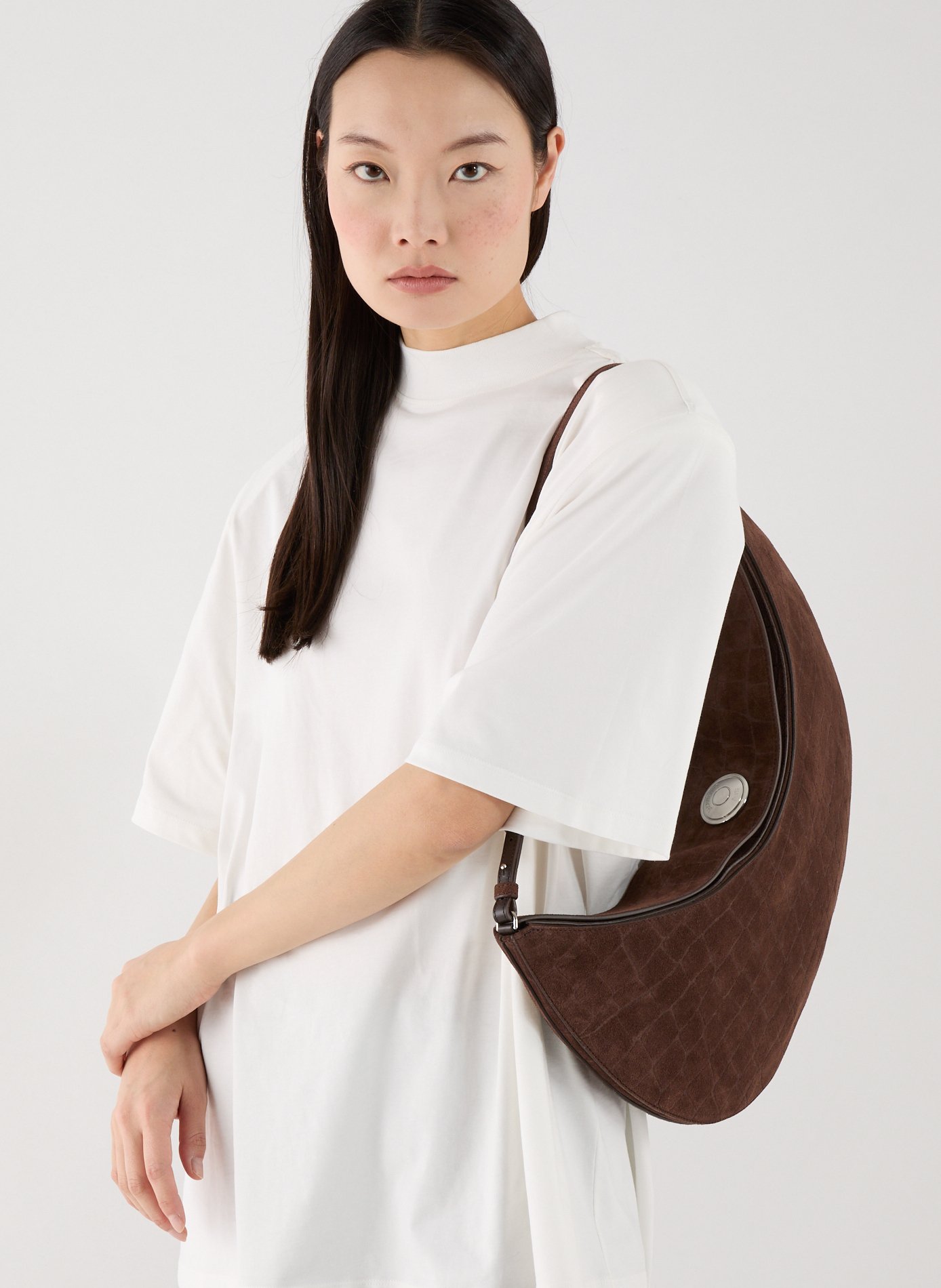 Crocodile skin suede leather bag JACQUEMUS Brown