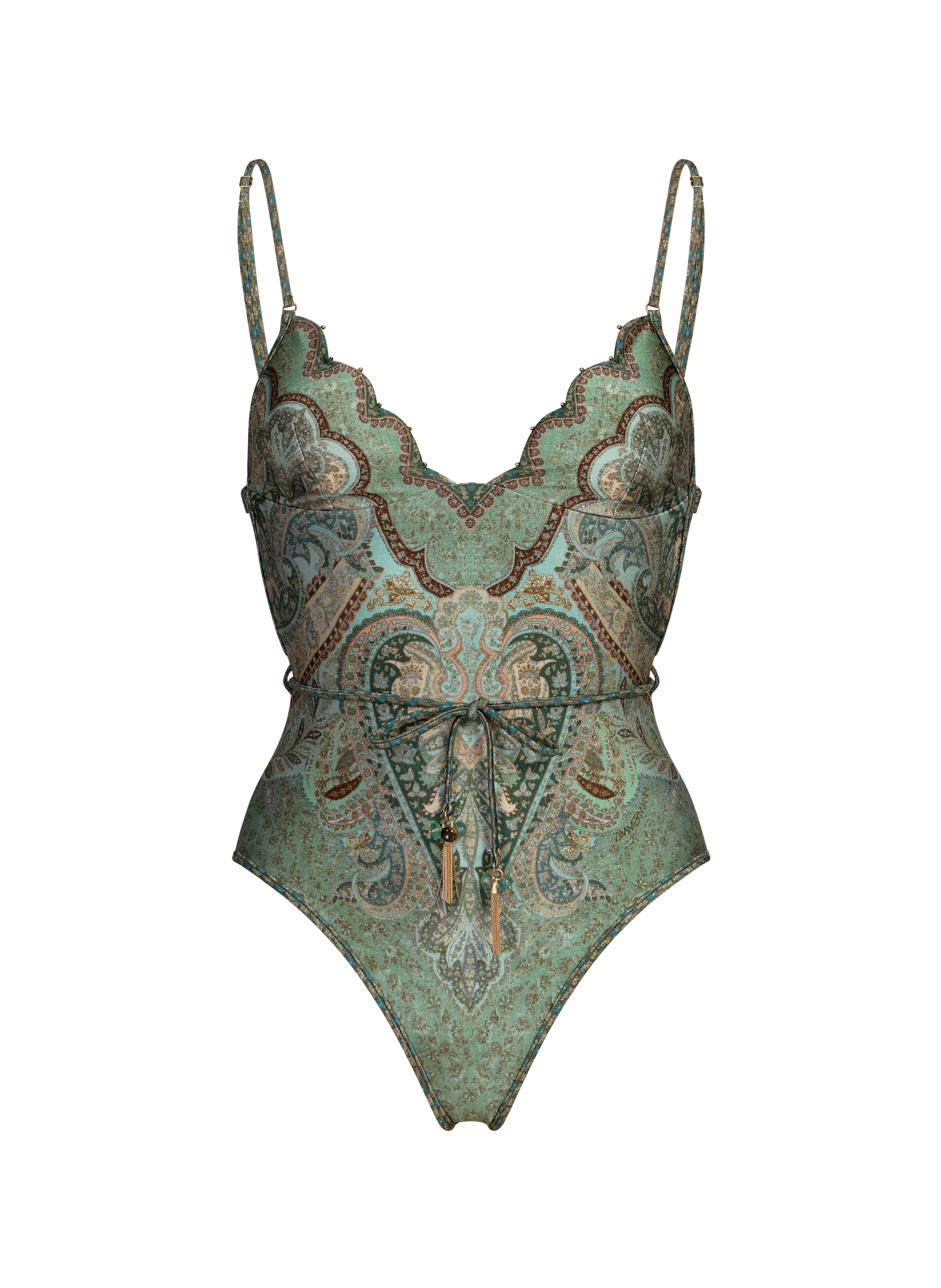 Printed one-piece swimsuit ZIMMERMANN Green