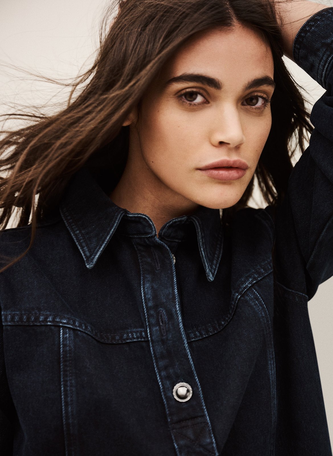 Robe courte chemise en jean tona BA&SH Bleu