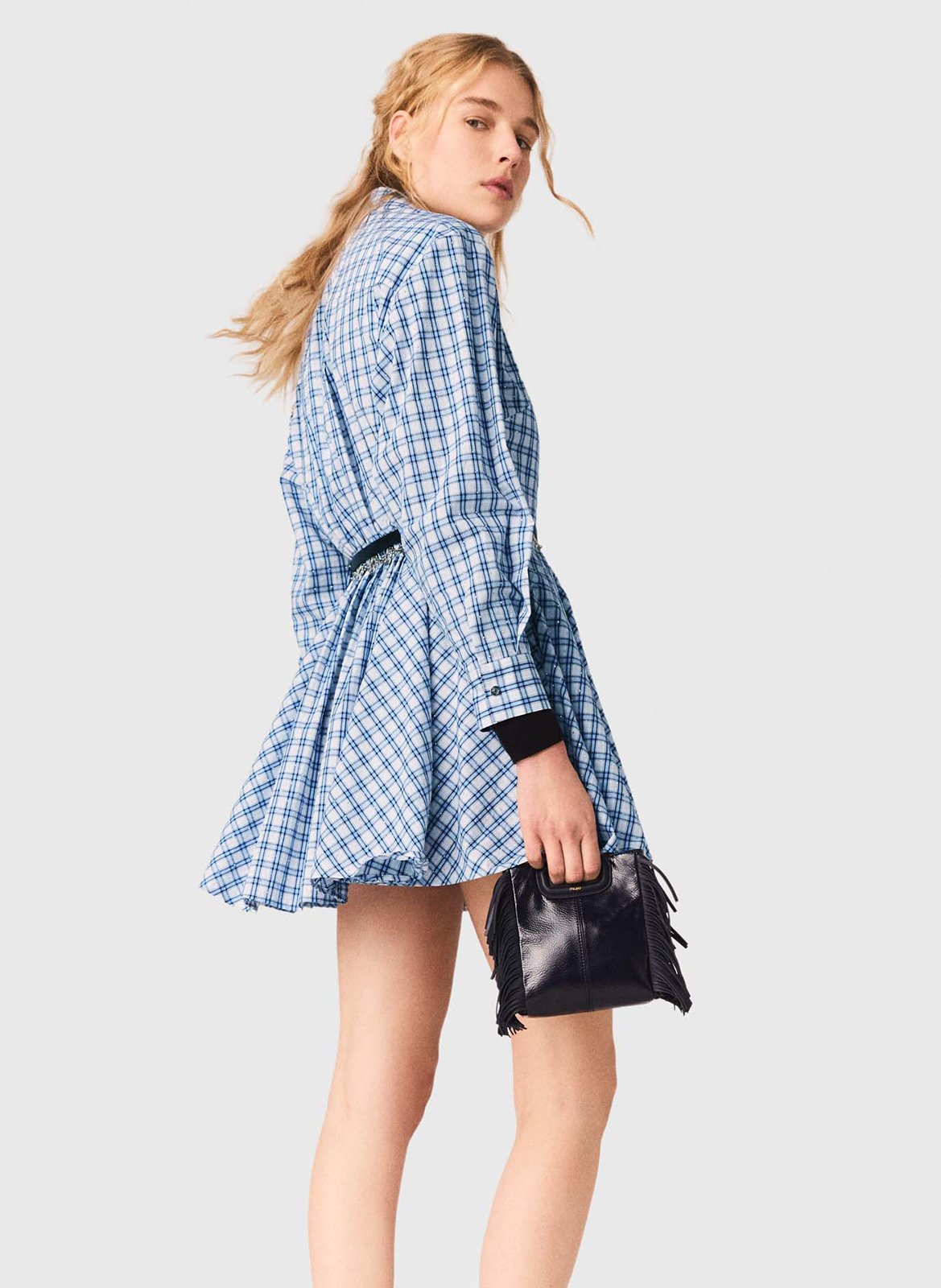 Robe courte à carreaux MAJE Bleu