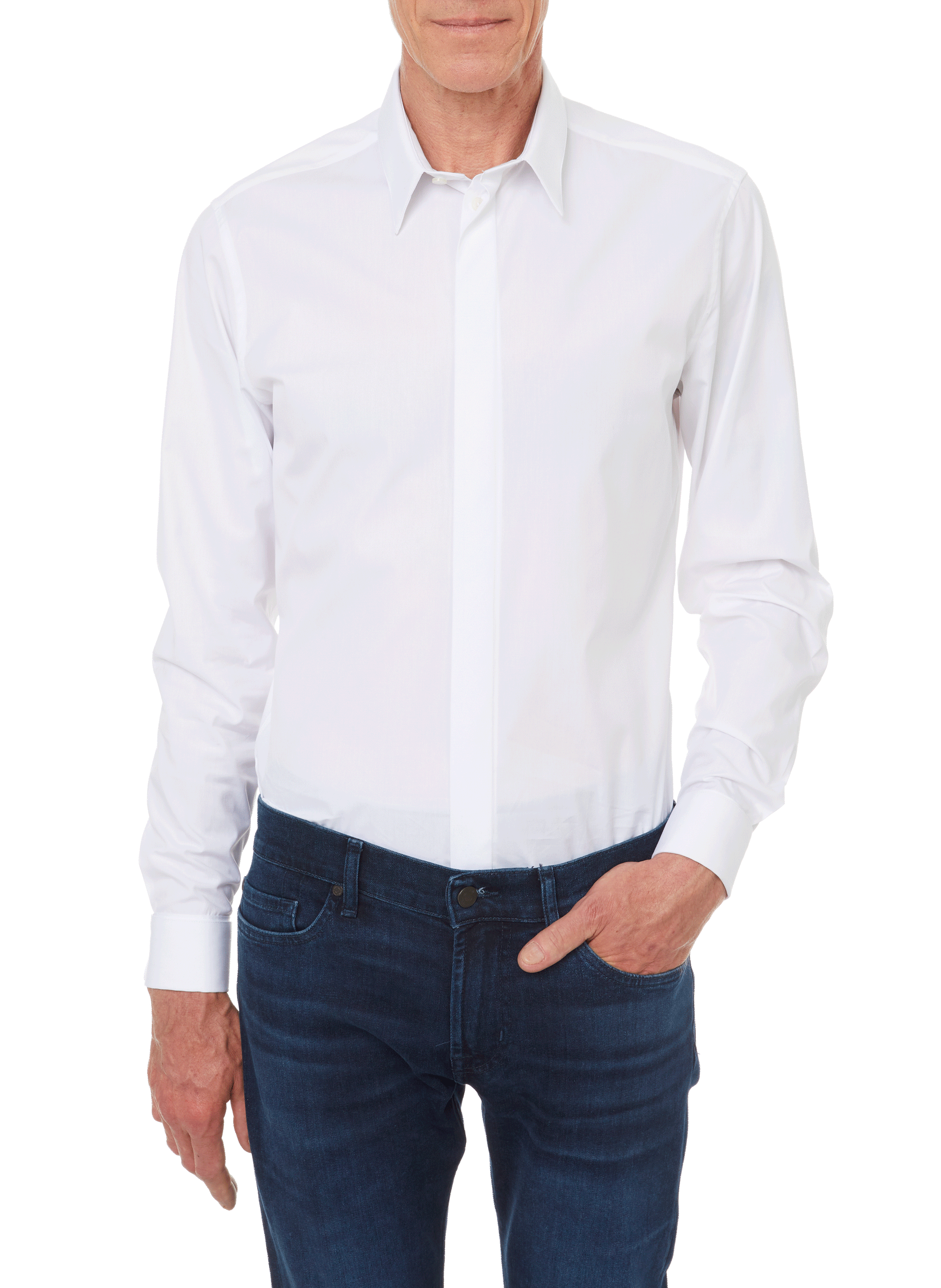 Slim-fit cotton poplin shirt AU PRINTEMPS PARIS White
