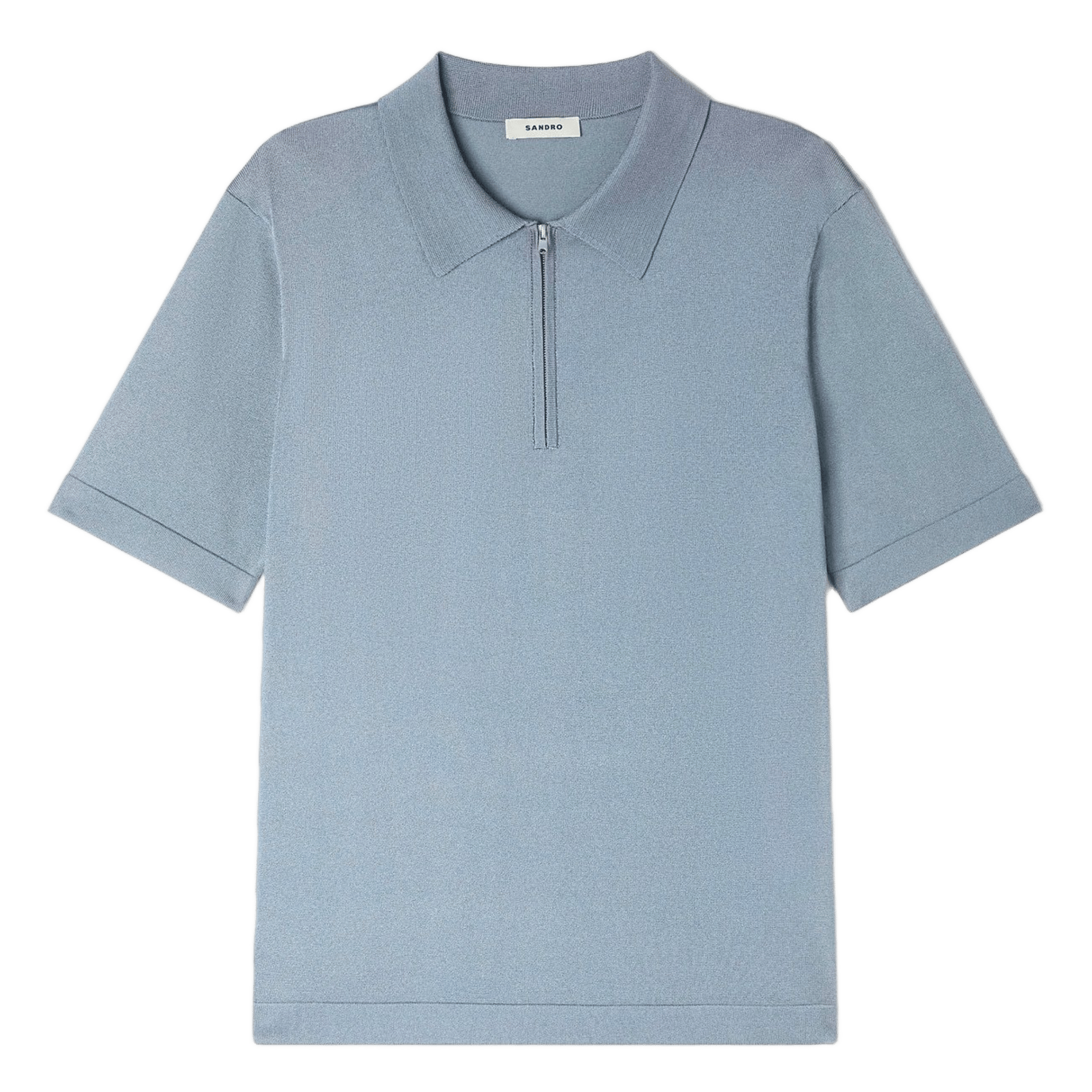 T-shirt manches courtes à col polo zippé SANDRO Gris