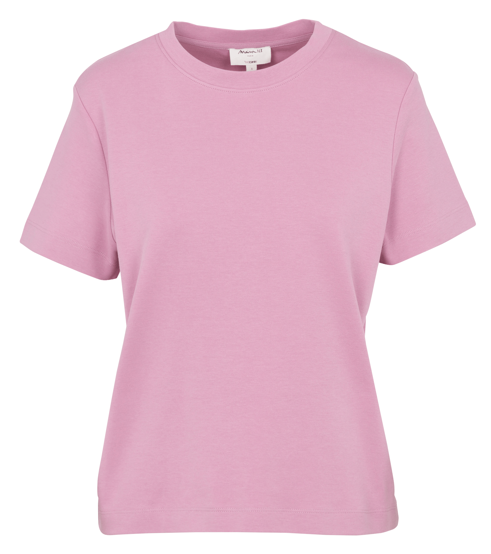 Tee-shirt droit col rond en coton leni MAISON 123 Rose