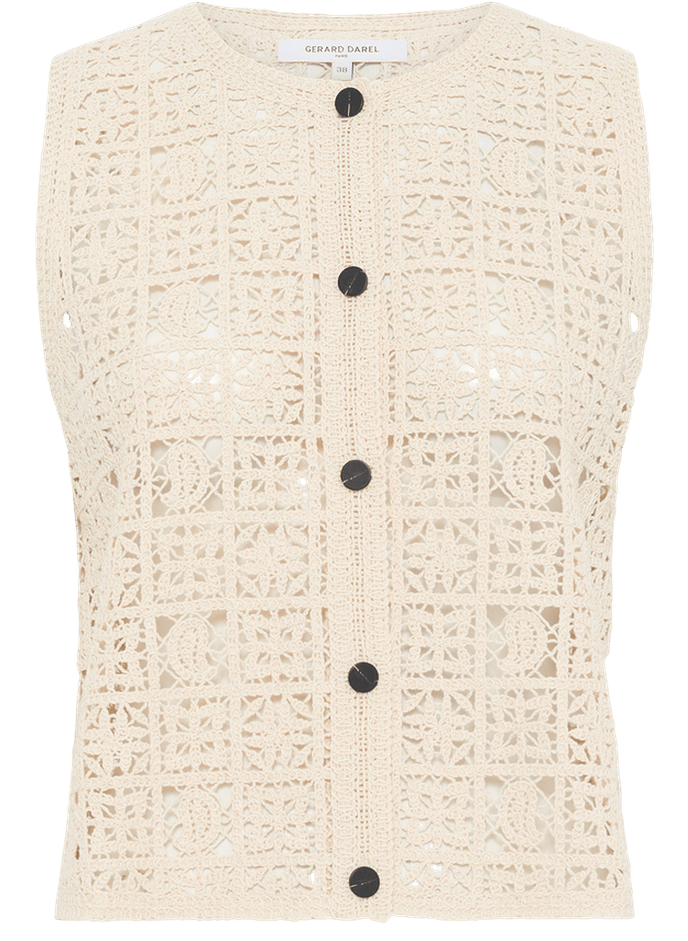 Gilet sans manche en guipure - CHADIA GERARD DAREL Beige