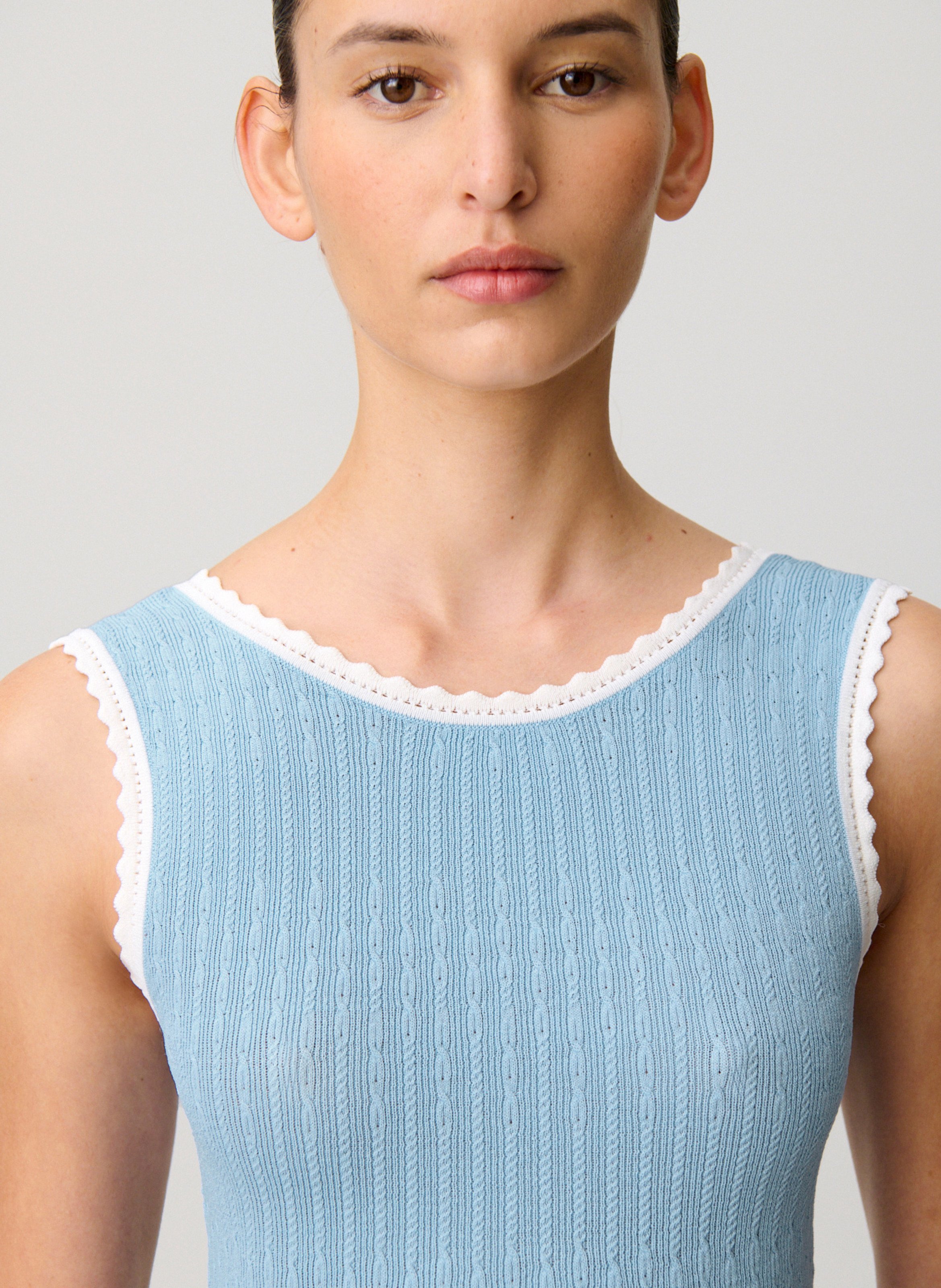 Top ajusté col rond en maille CLAUDIE PIERLOT Bleu