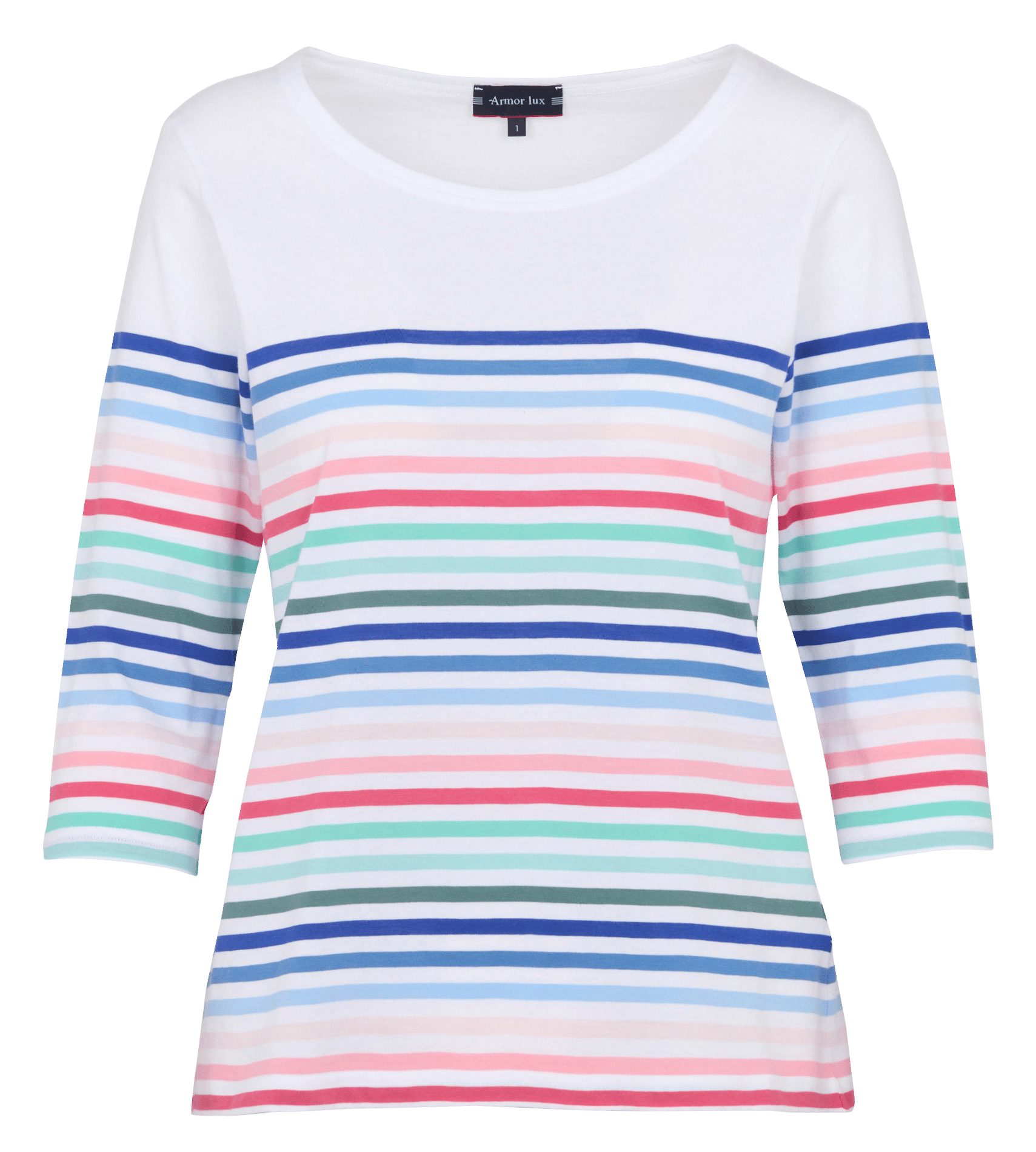 Tee-shirt droit col rond en coton ARMOR-LUX Blanc