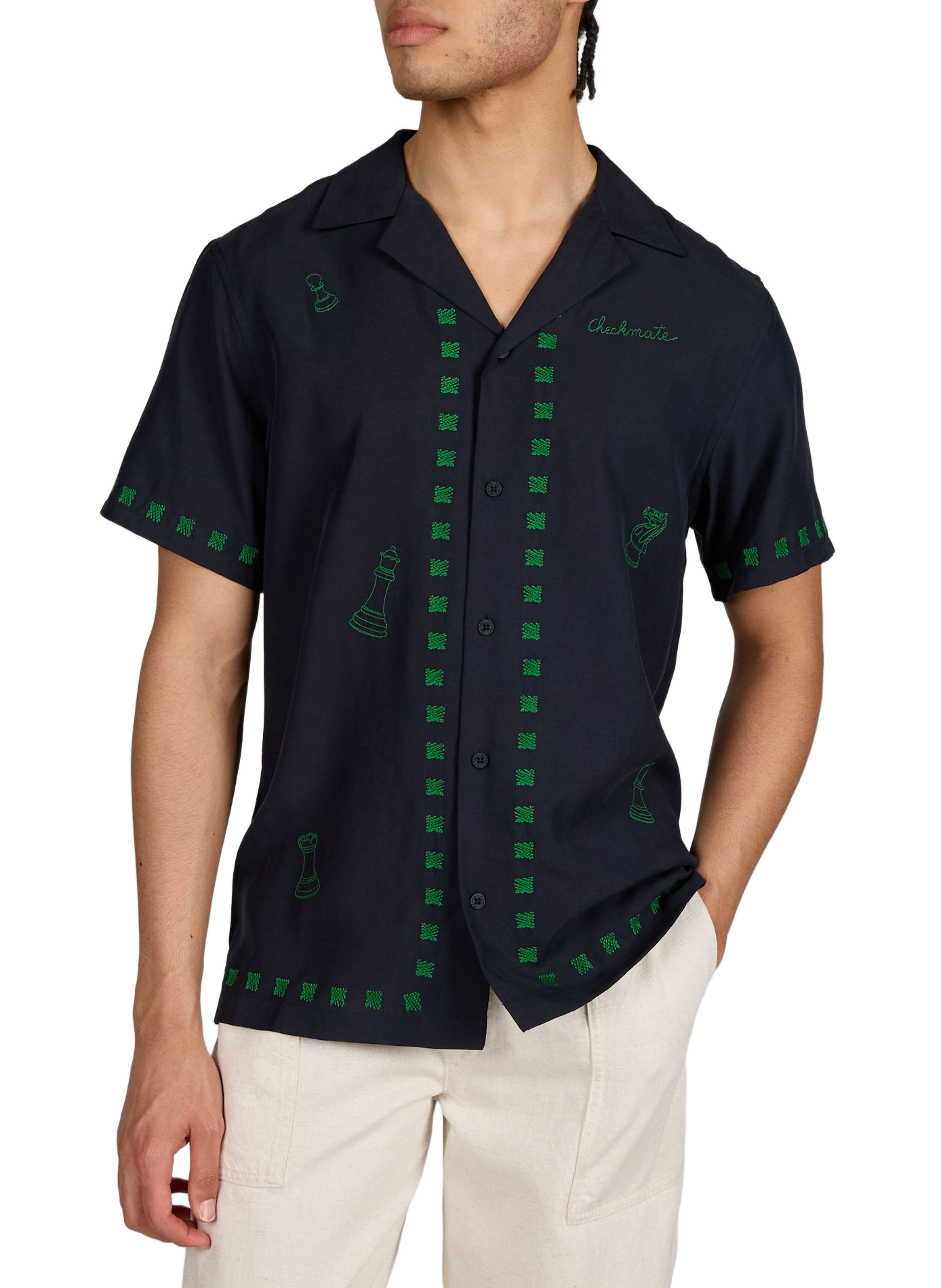 Morney short-sleeved embroidered shirt MAISON LABICHE Blue