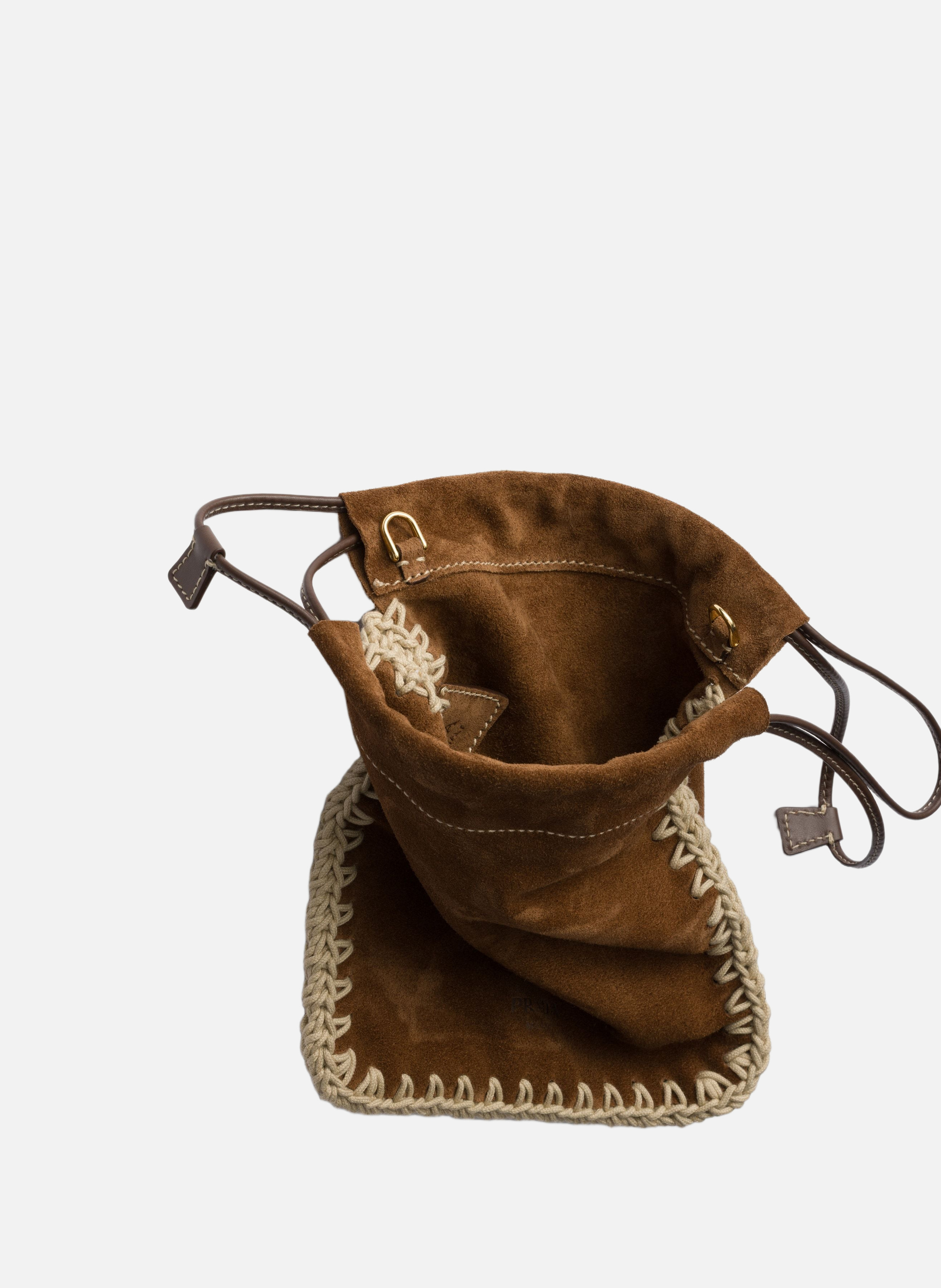 Étui pour smartphone en veau velours PRADA Marron