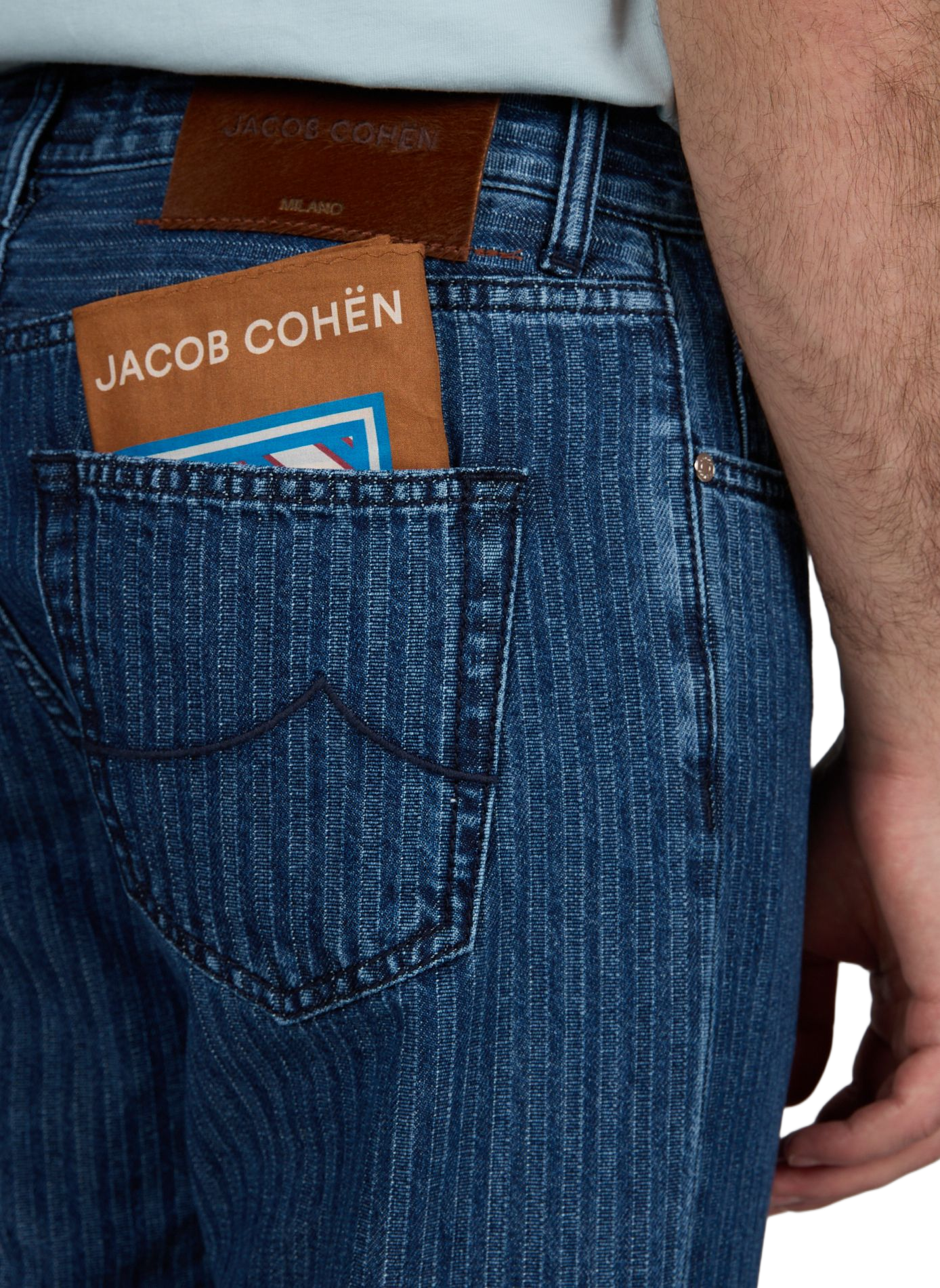 Jean slim à rayures en coton JACOB COHEN Bleu