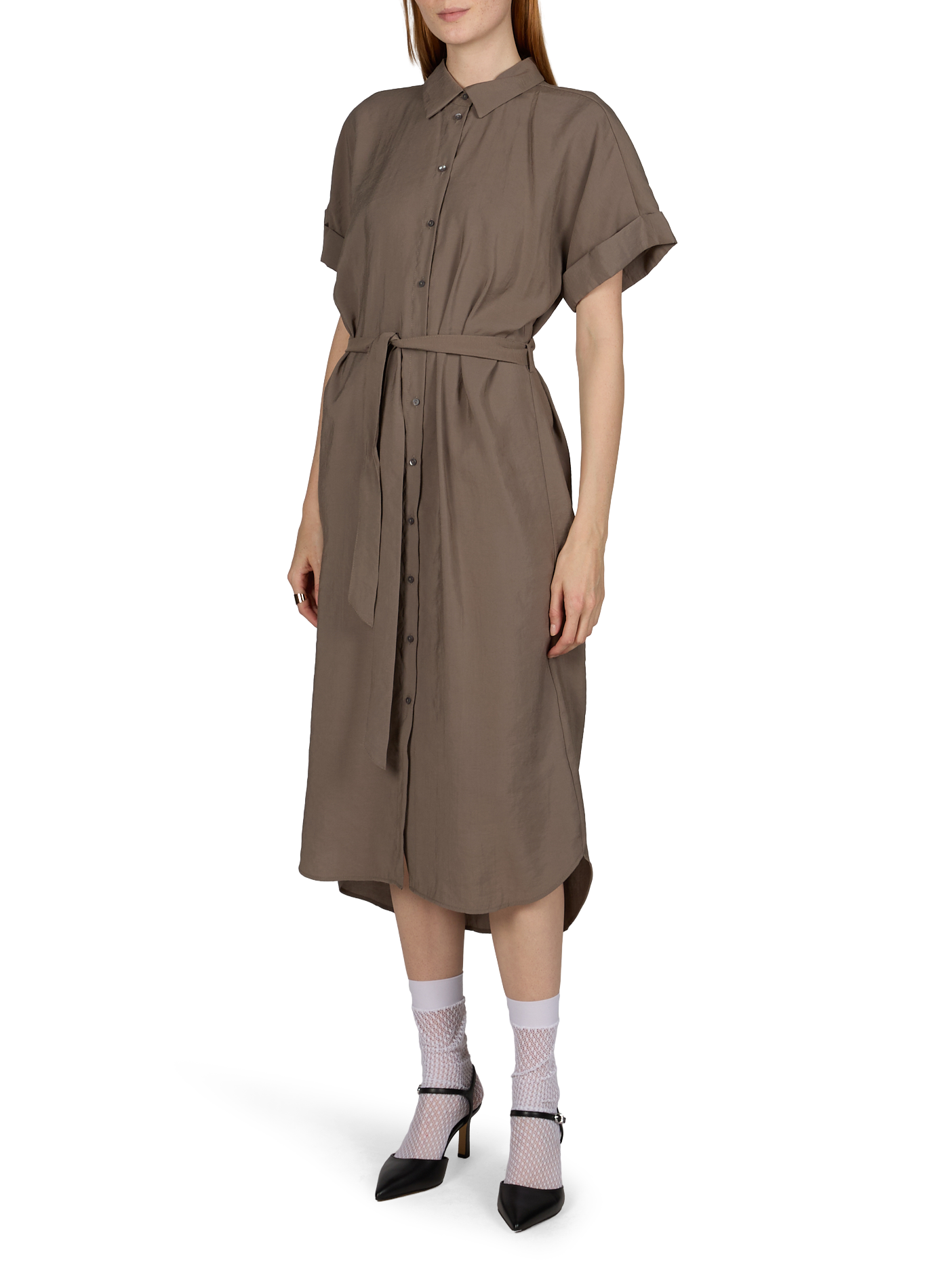 Robe chemise longue ample VILA Gris