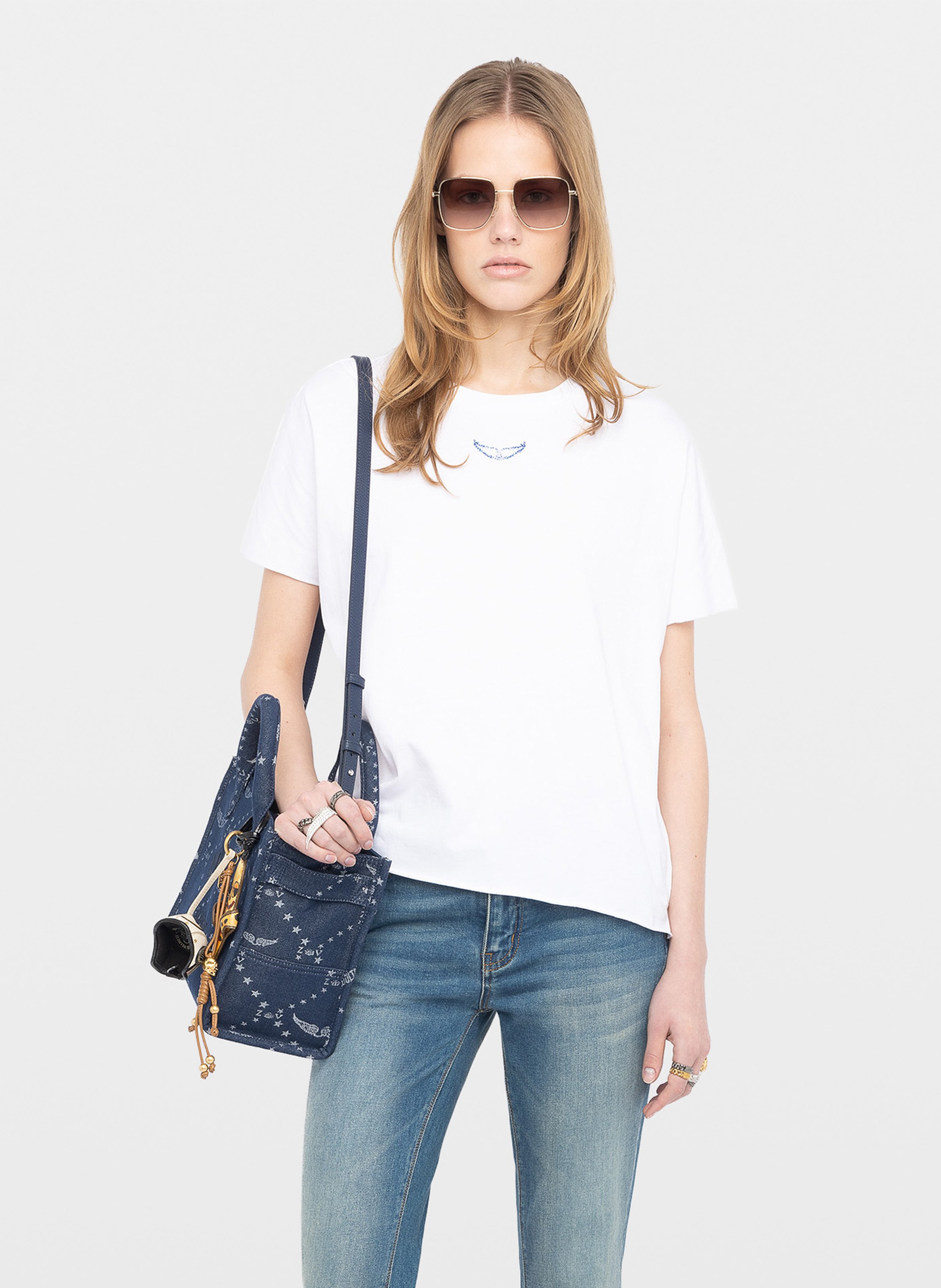 Tee-shirt col rond en coton bio tommer ZADIG&VOLTAIRE Blanc